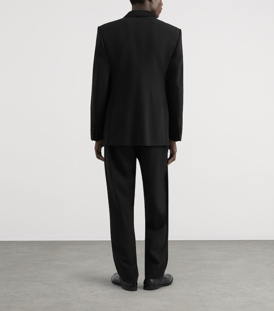 Dolce&Gabbana Mens Virgin Wool-Silk Double-Breasted Blazer Black Image 3
