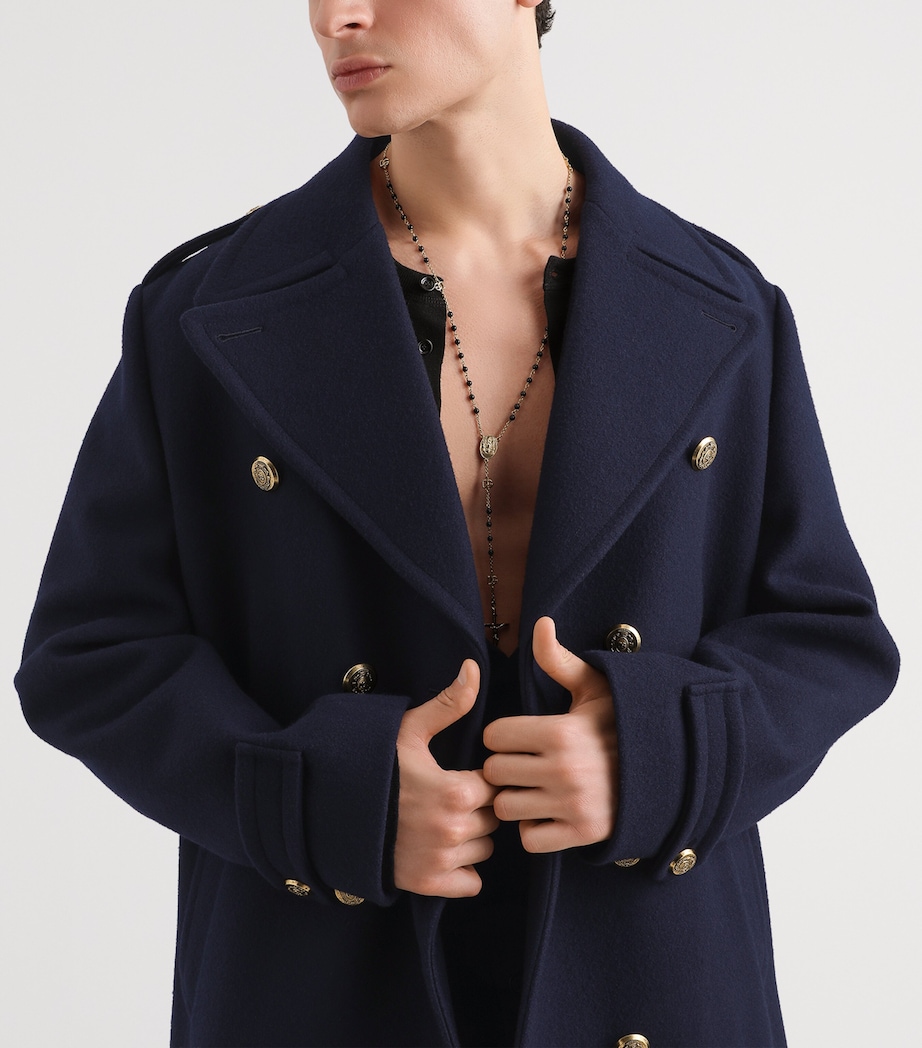 Dolce&Gabbana Mens Virgin Wool Double-Breasted Coat Very Dark Bl Image 4