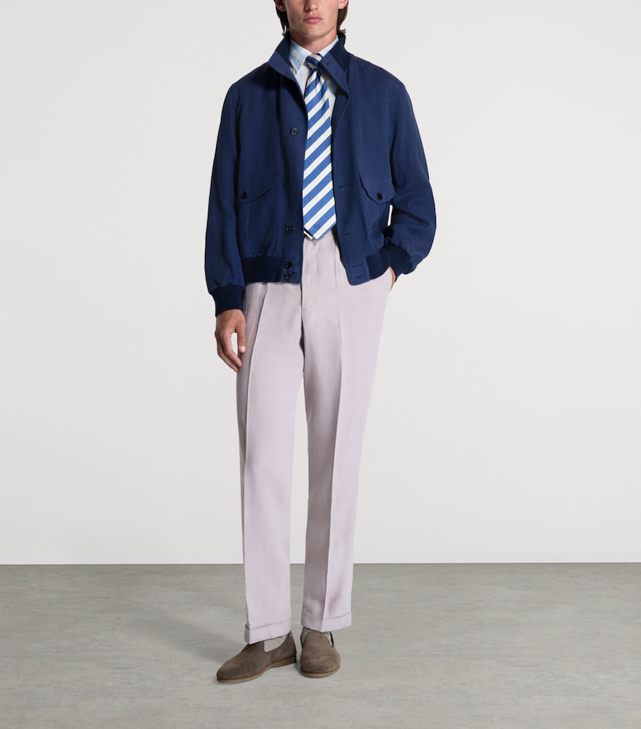Dunhill Mens Cotton-Blend Bomber Jacket Purple Image 2