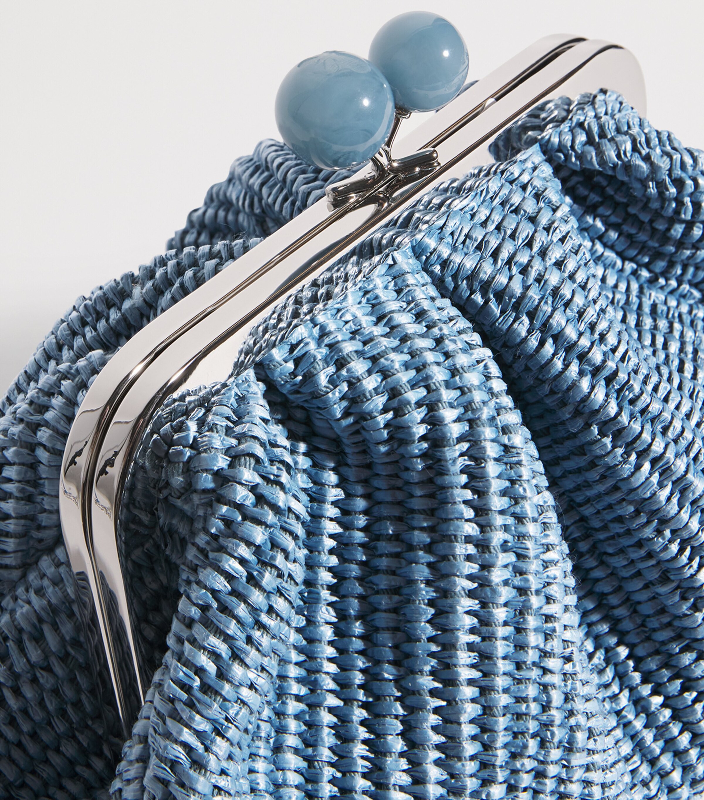 Small Raffia-Effect Pasticcino Bag LIGHT BLUE Image 4