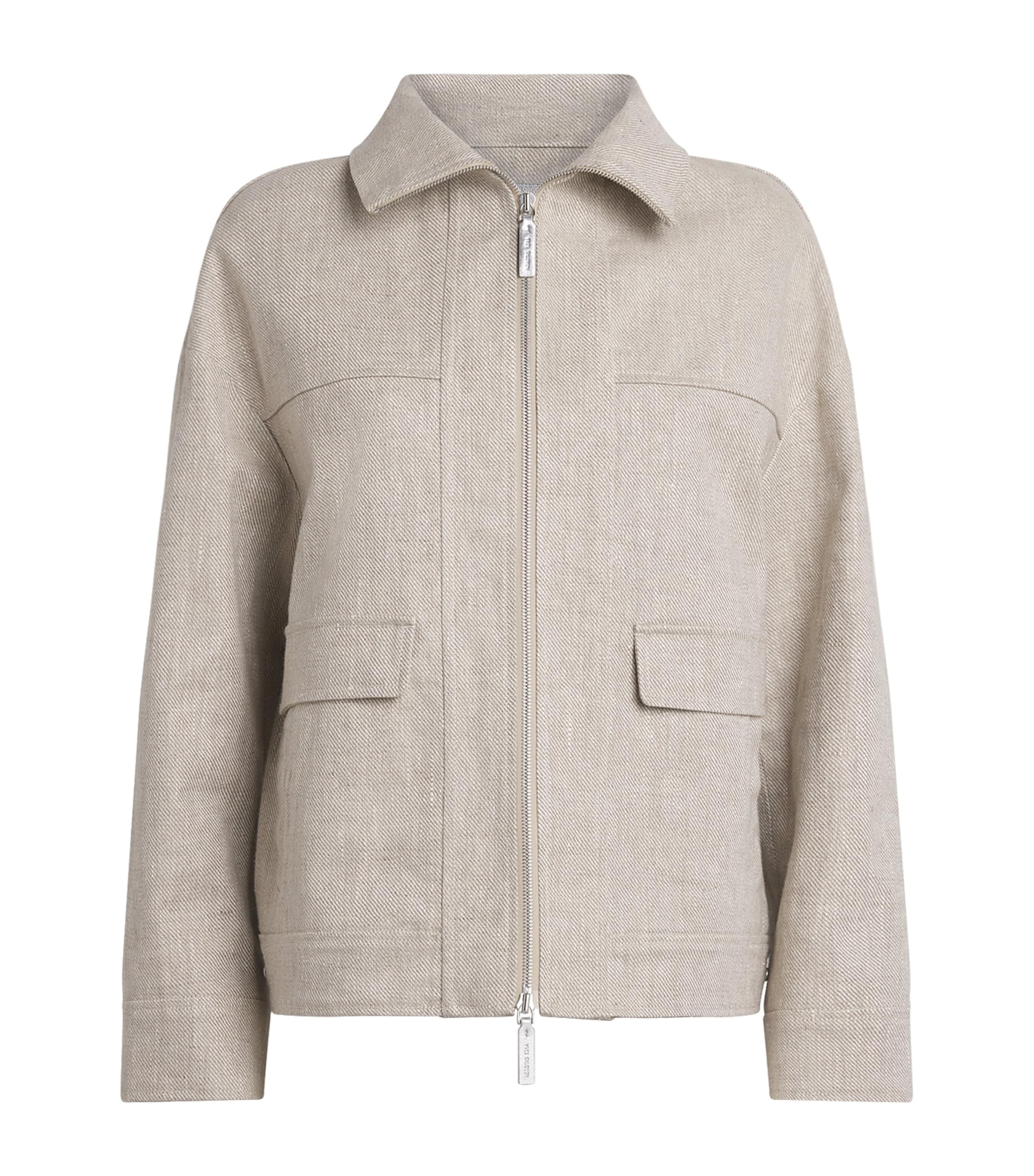 Yves Salomon Womens Linen Double-Faced Jacket Image 1