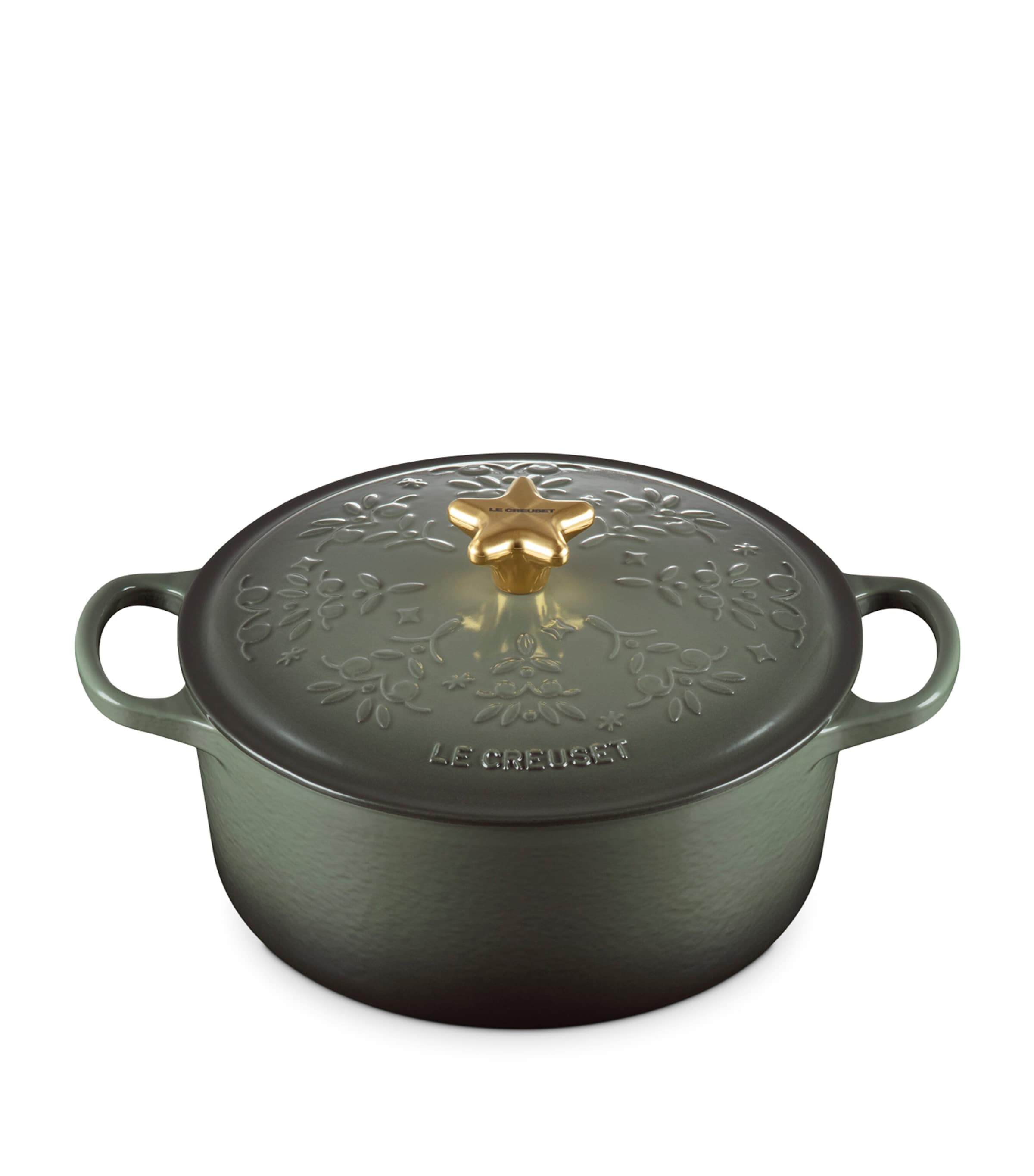 Le Creuset Cast Iron Christmas Round Casserole Dish In Gray