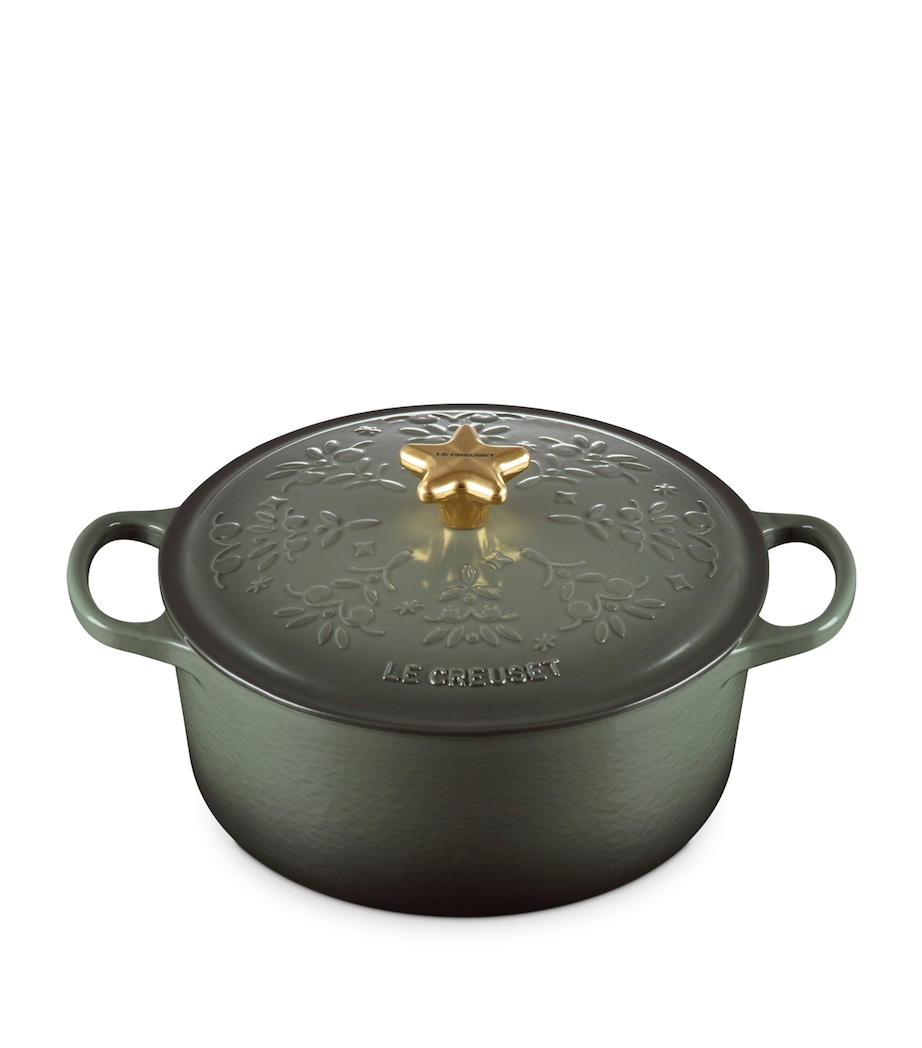 Cast Iron Christmas Round Casserole Dish (24 cm) NO COLOUR Image 1