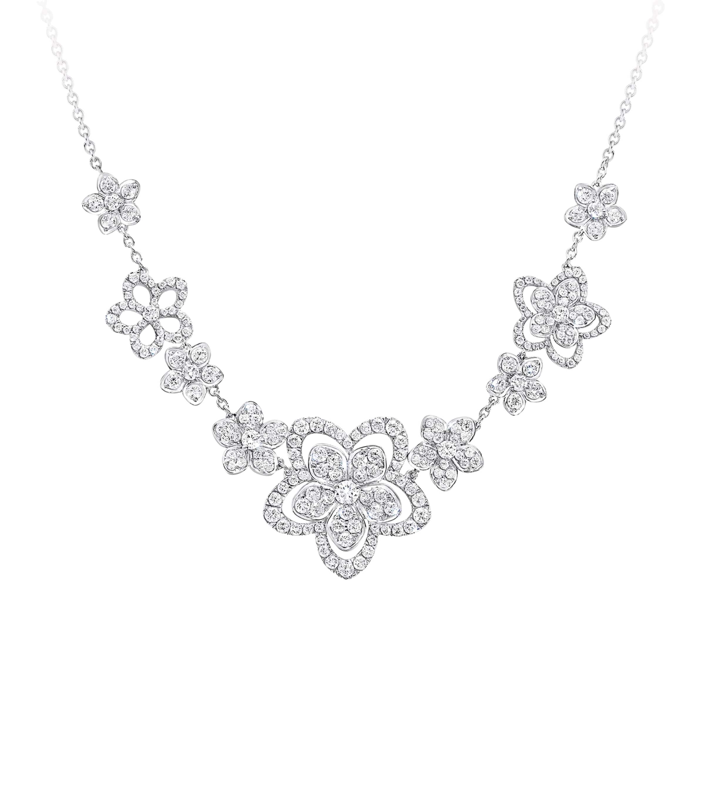 White Gold and Diamond Wild Flower Multi-Diamond Necklace WHITE GOLD Image 1