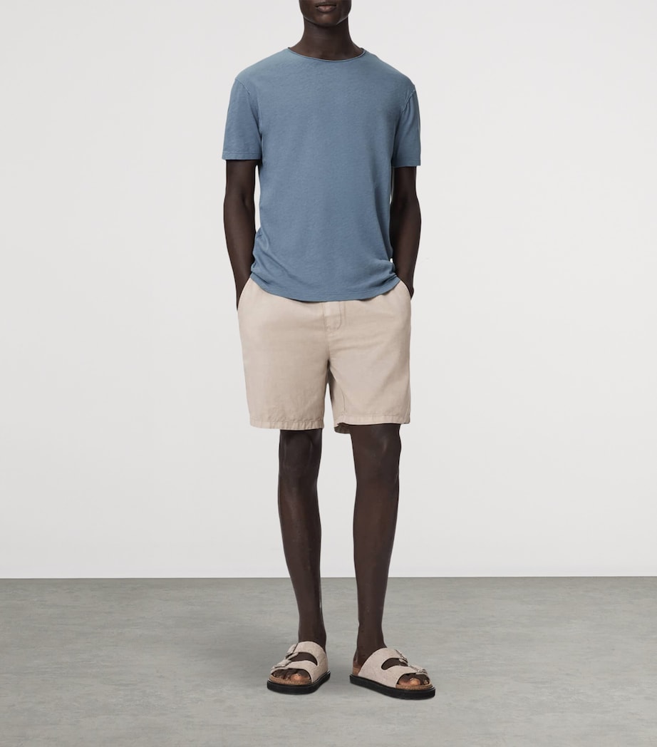 AllSaints Mens Organic Cotton Figure T-Shirt Waved Blue Image 2