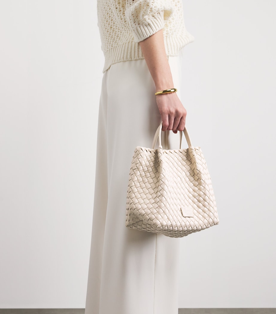 Harrods Mini Neoprene Woven Tote Bag Ivory Image 2