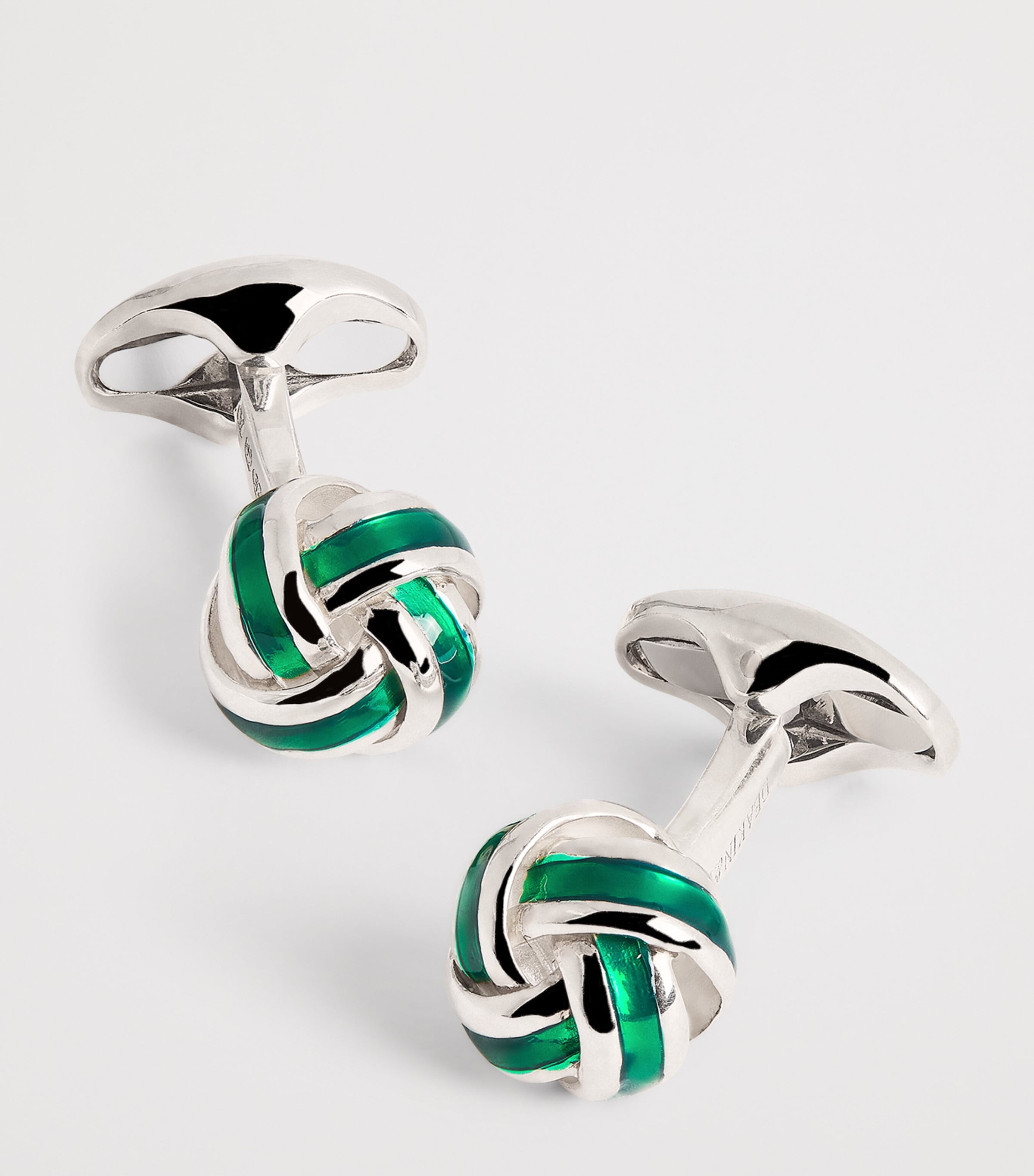 Deakin & Francis Sterling Silver and Enamel Knot Cufflinks Green Image 6