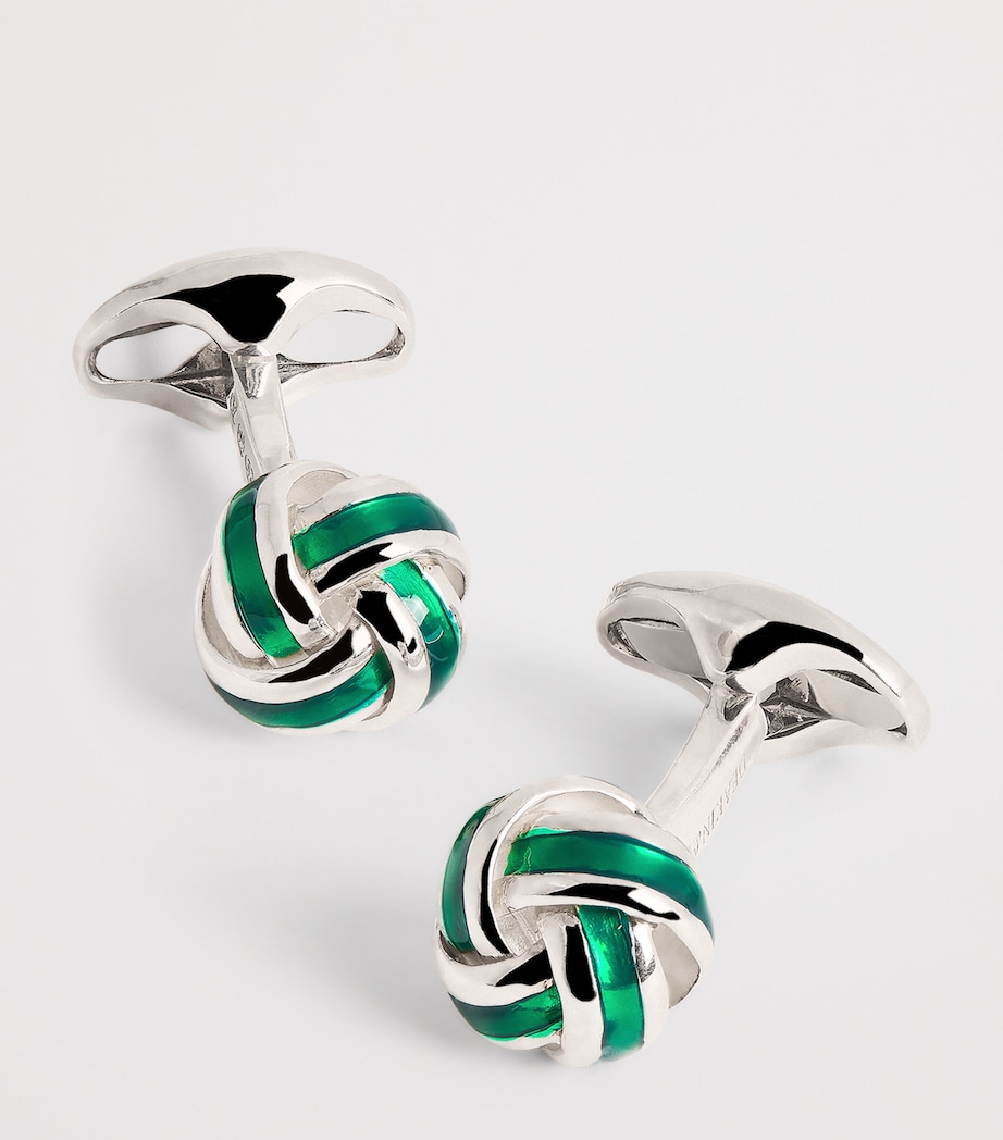 Sterling Silver and Enamel Knot Cufflinks GREEN Image 6
