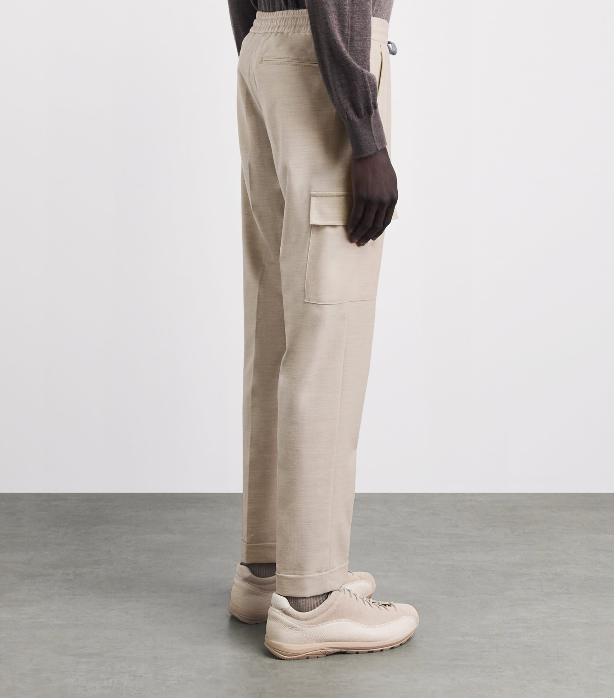 Marco Pescarolo Womens Stretch-Cashmere Drawstring Cargo Trousers Beige Image 5