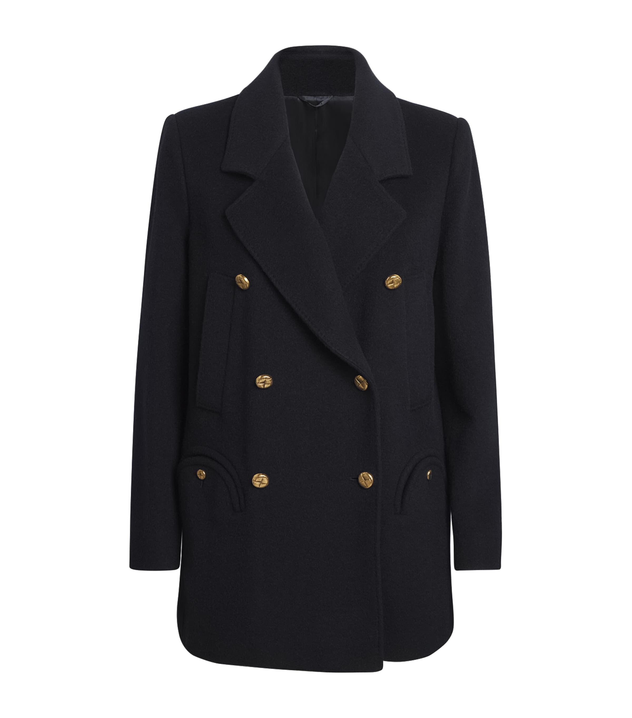 Blazé Milano Wool-alpaca Pegaso Pea Coat In Black