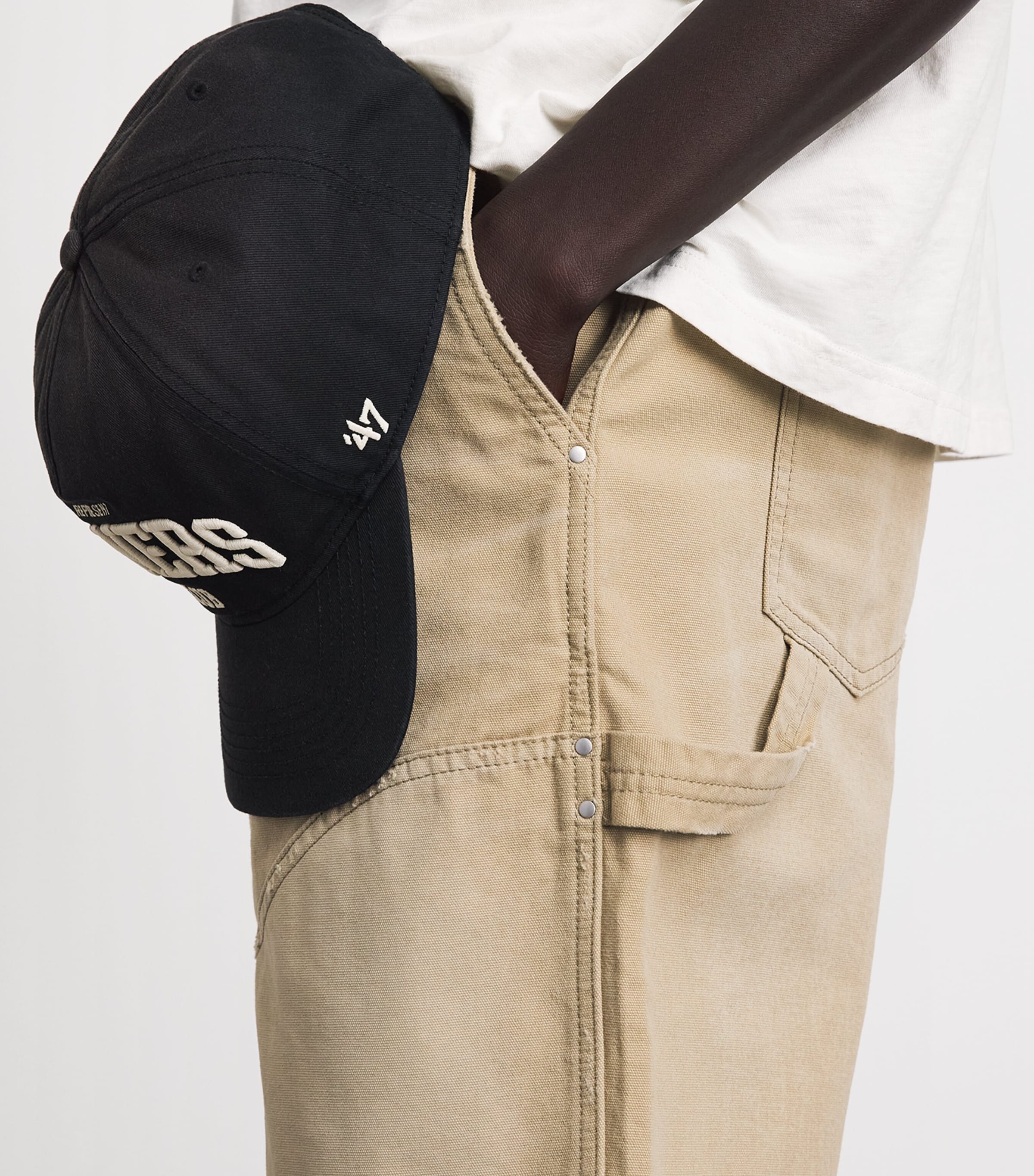 Represent Mens Carpenter Chino Shorts Beige Image 3