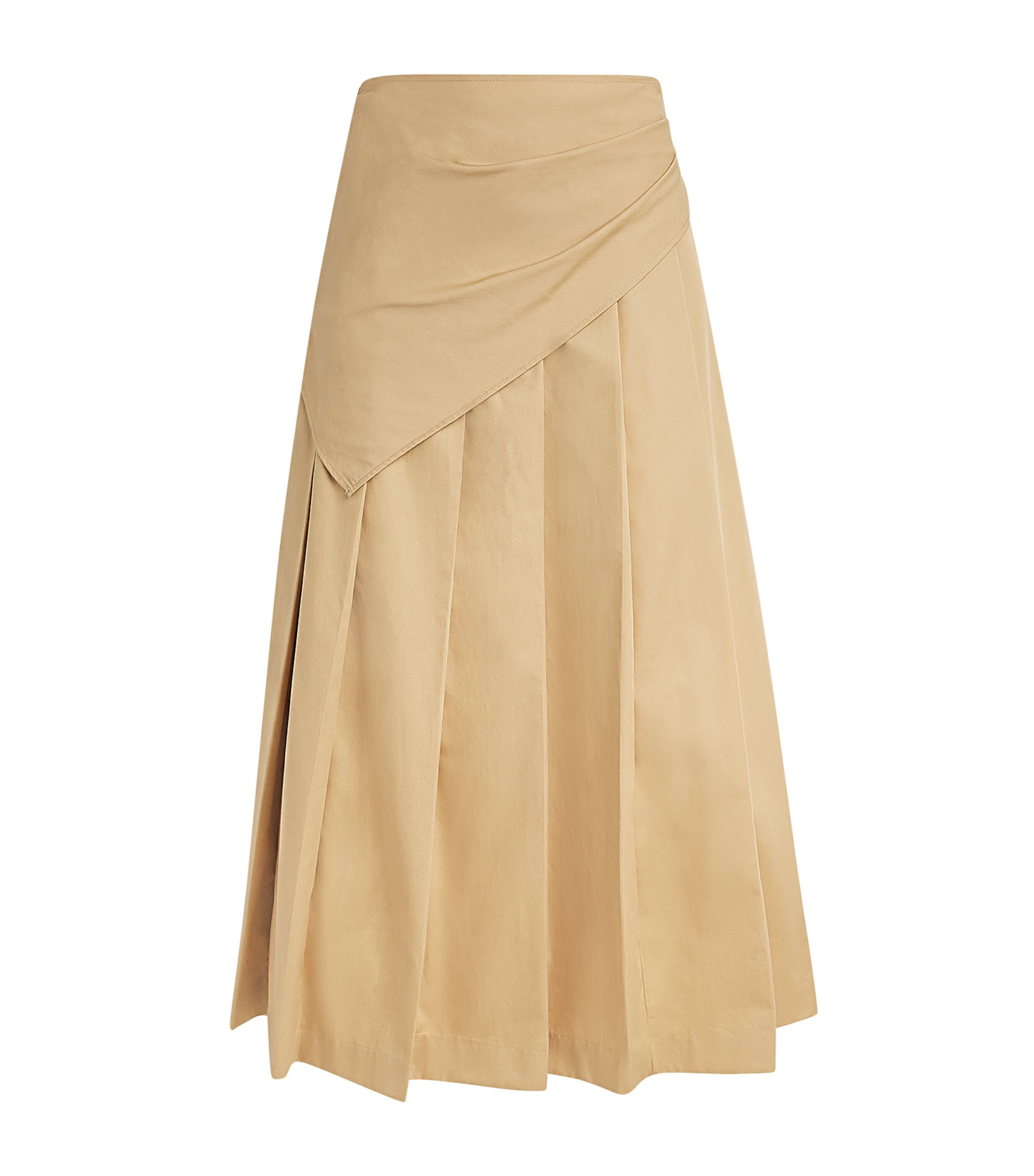 Claudie Pierlot Womens Cotton Pleated Midi Skirt Beige Image 1