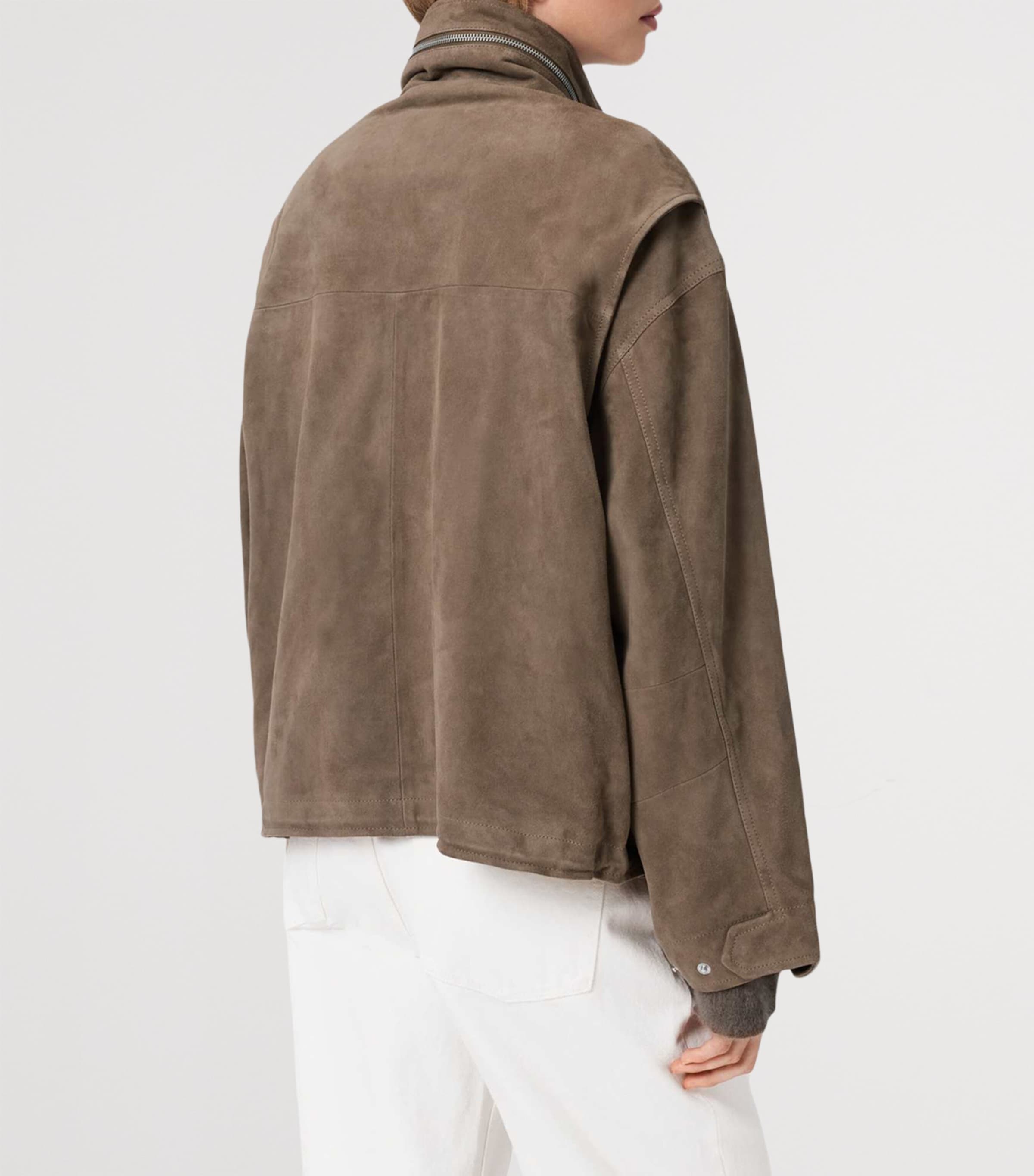 AllSaints Brown Suede Clay Bomber Jacket | Harrods US