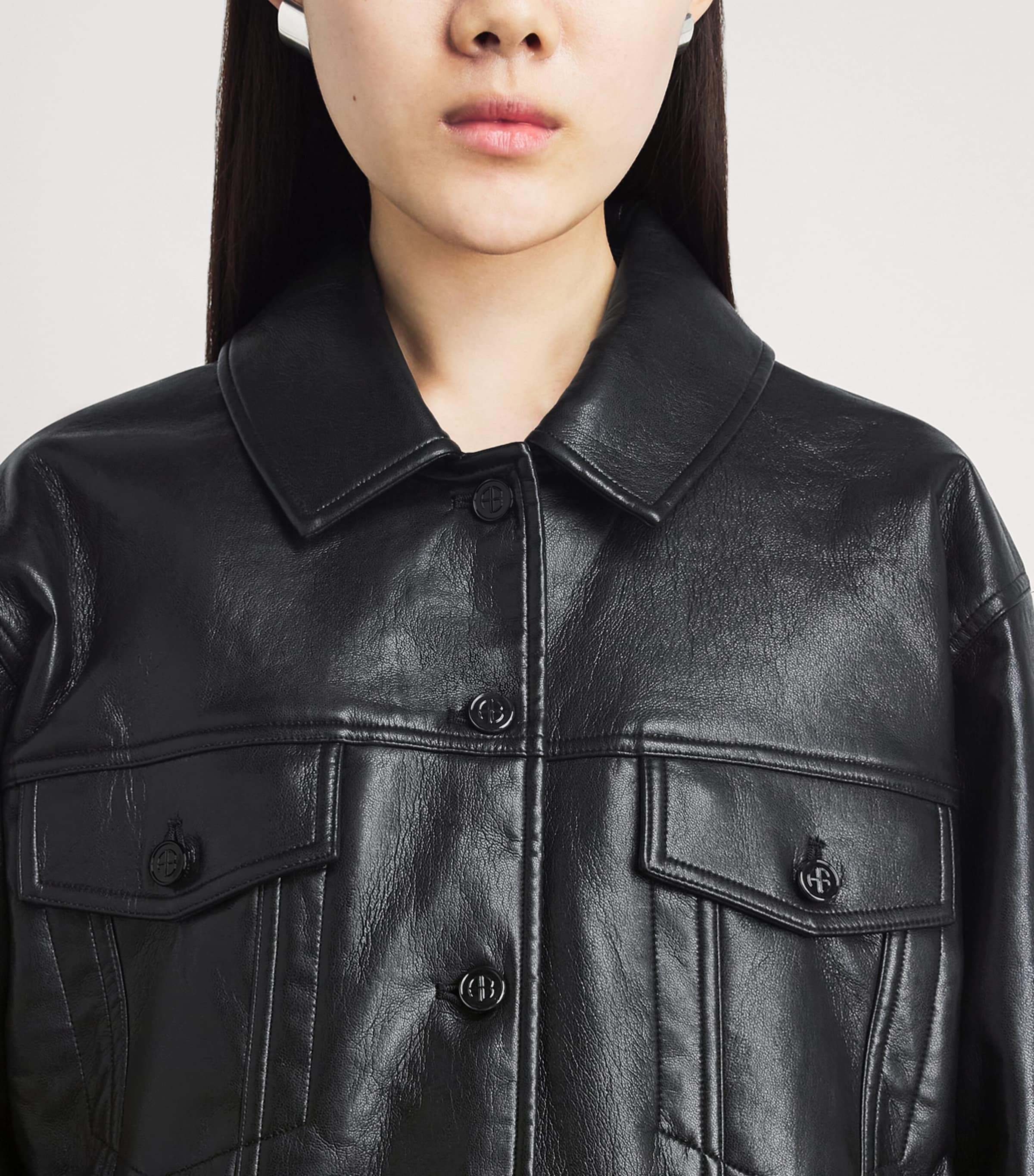 ANINE BING Womens Oversized Rory Jacket Black Image 3