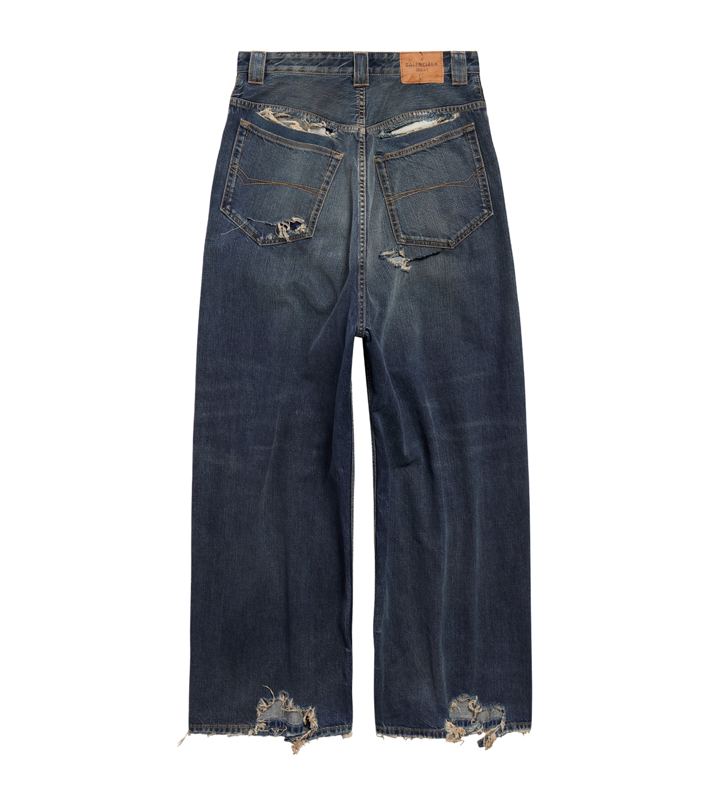 Balenciaga Mens High-Rise Wide-Leg Ripped Jeans Image 2