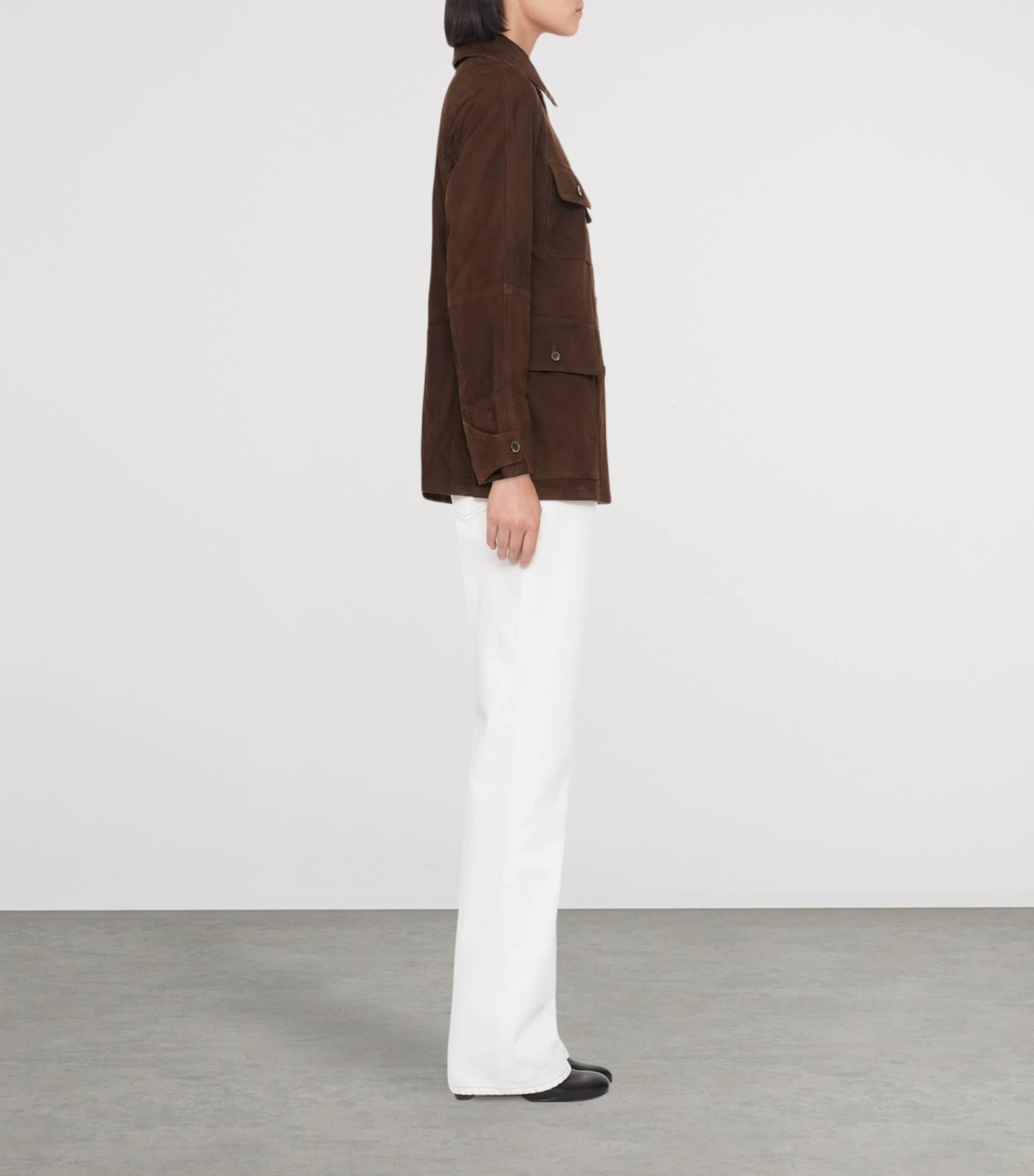 AllSaints Womens Suede Roiya Hunting Jacket Fango Brown Image 6