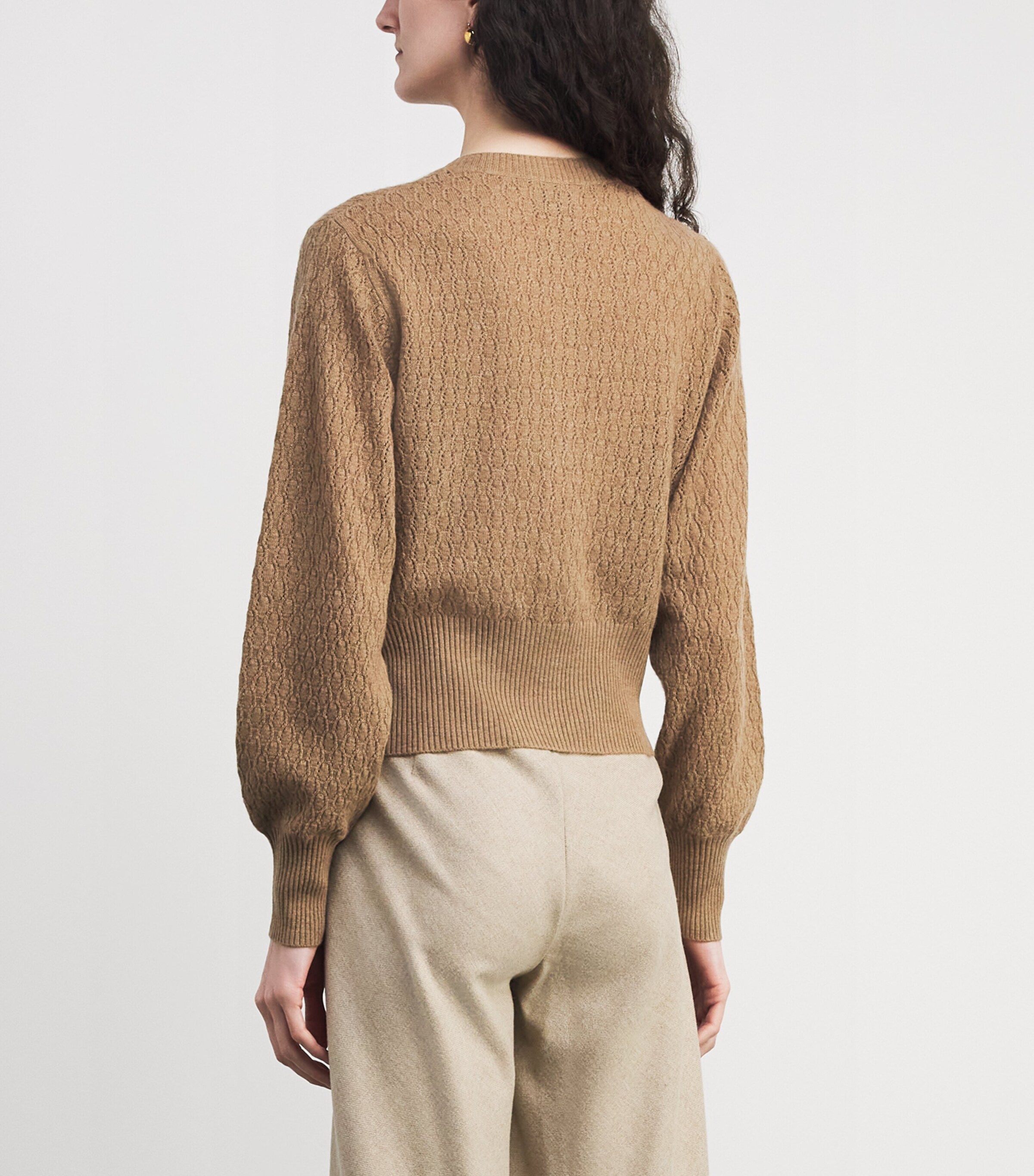 Le Kasha Womens Organic Cashmere Cardigan Camel Image 5