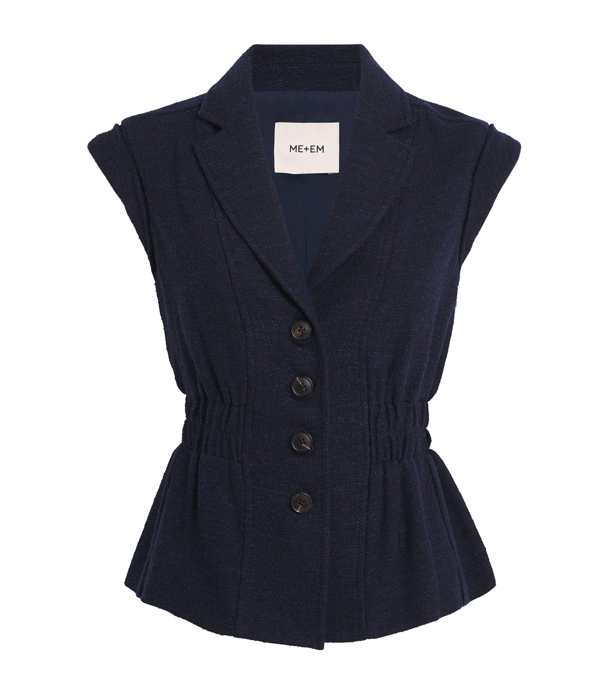 ME+EM Womens Bouclé Soft Sculpt Waistcoat Navy Image 1