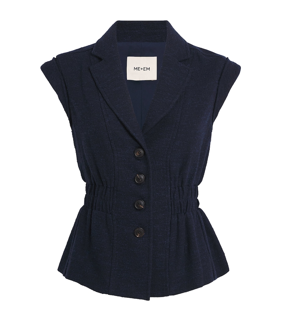 ME+EM Womens Bouclé Soft Sculpt Waistcoat Navy Image 1