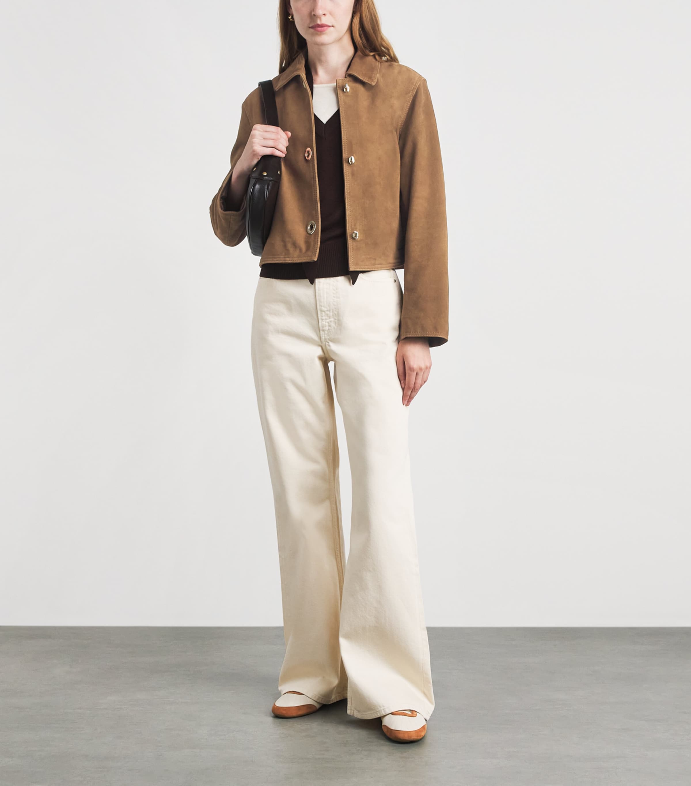 Claudie Pierlot Womens Suede Turnlock Jacket Beige Image 2