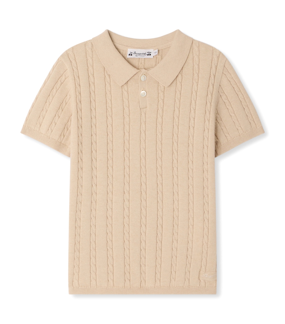 Cotton-Cashmere Polo Shirt (10-14 Years) BEIGE CHINE Image 1