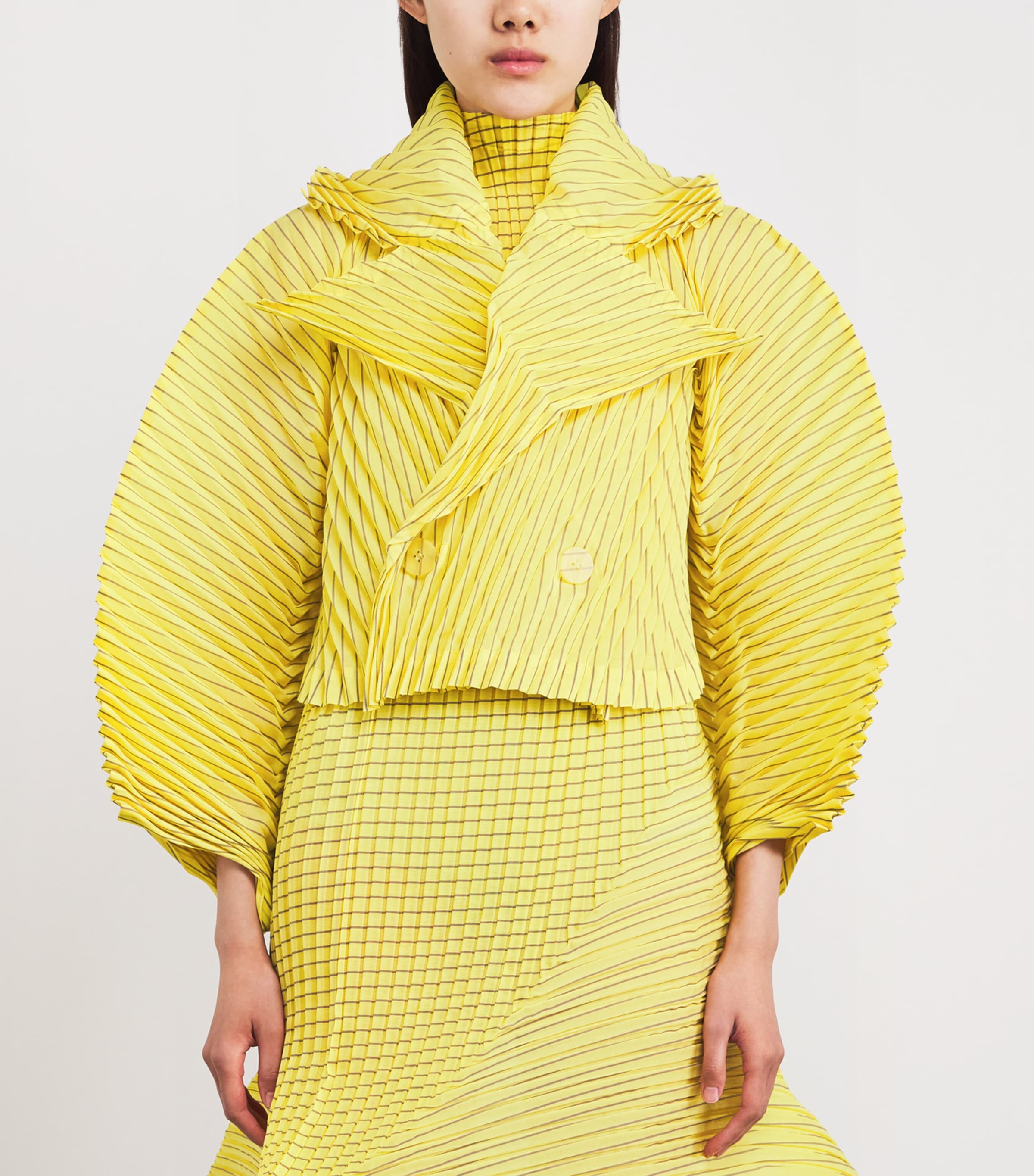 Hand Pleats Stripe Jacket YELLOW-HUED Image 3