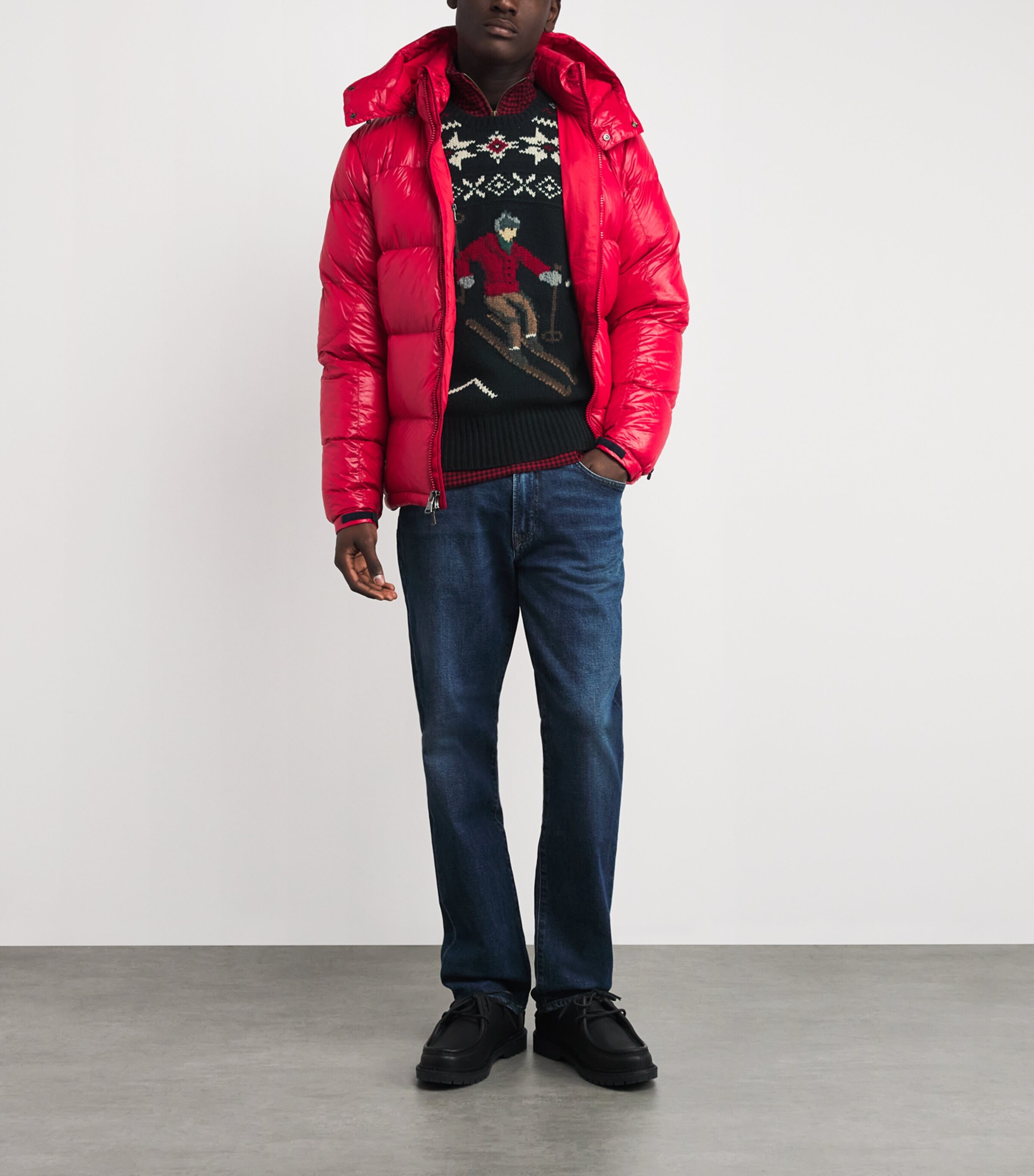 Wool Fair Isle Skier Sweater BLACK Image 2