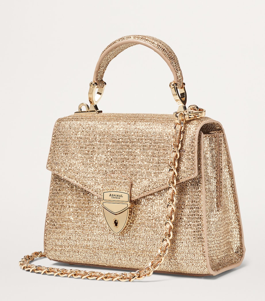 Aspinal Of London Mini Glitter Modern Mayfair Bag Champagne Image 2