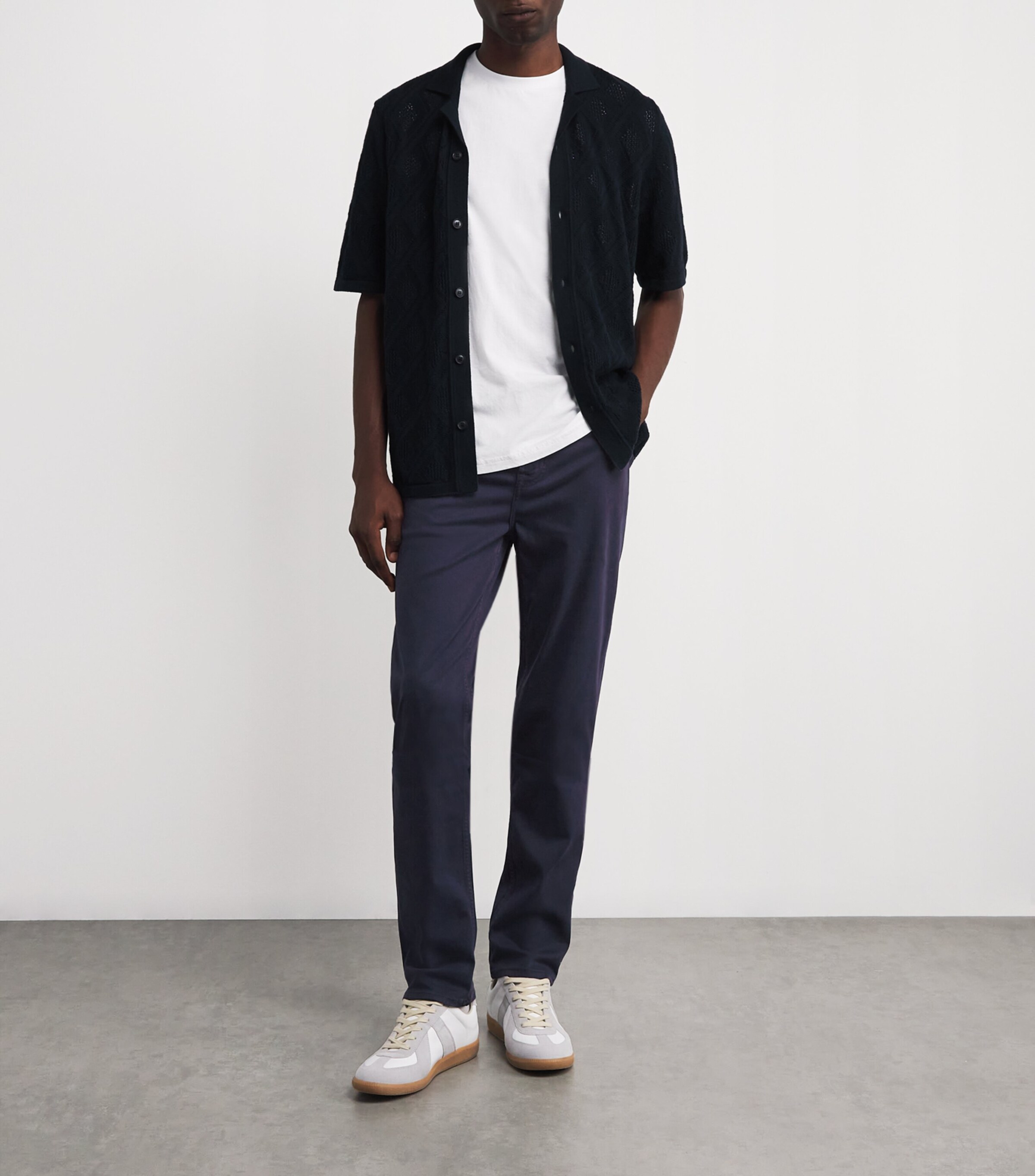 7 For All Mankind Mens Slimmy Lux Performance Plus Jeans Stretch Sateen Navy Image 2