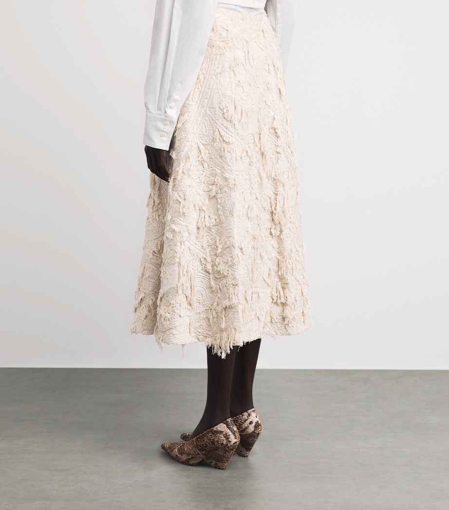 CAMILLA AND MARC Womens Jacquard Fringed Tundra Midi Skirt Stone Image 5