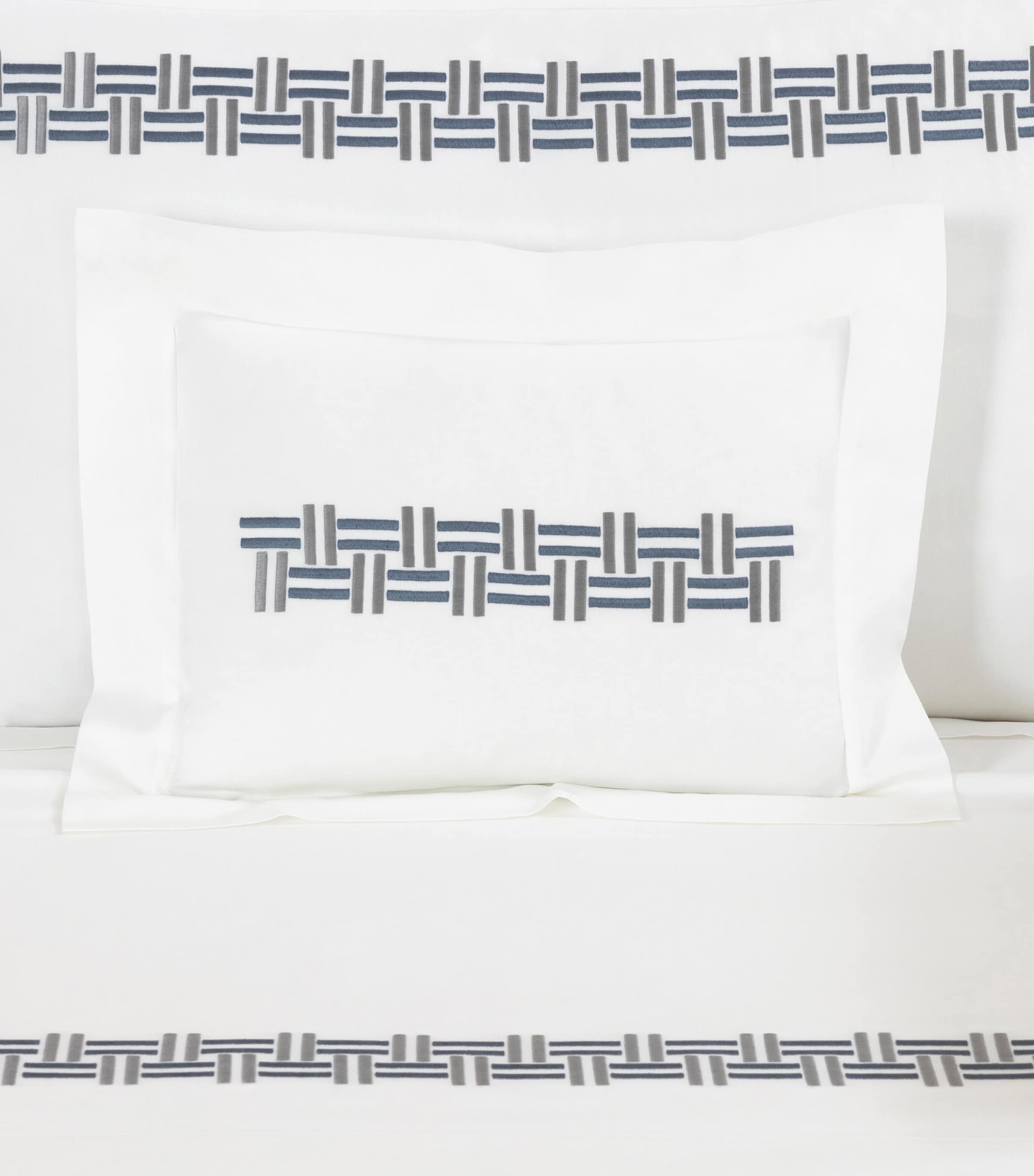 Frette Basket Weave Boudoir Pillowcase In Blue