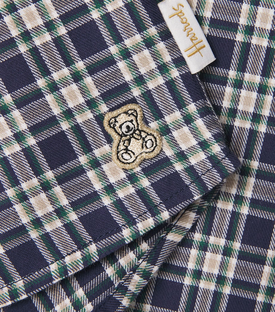 Harrods Cotton Check Shirt (0-18 Months) Navy Image 4
