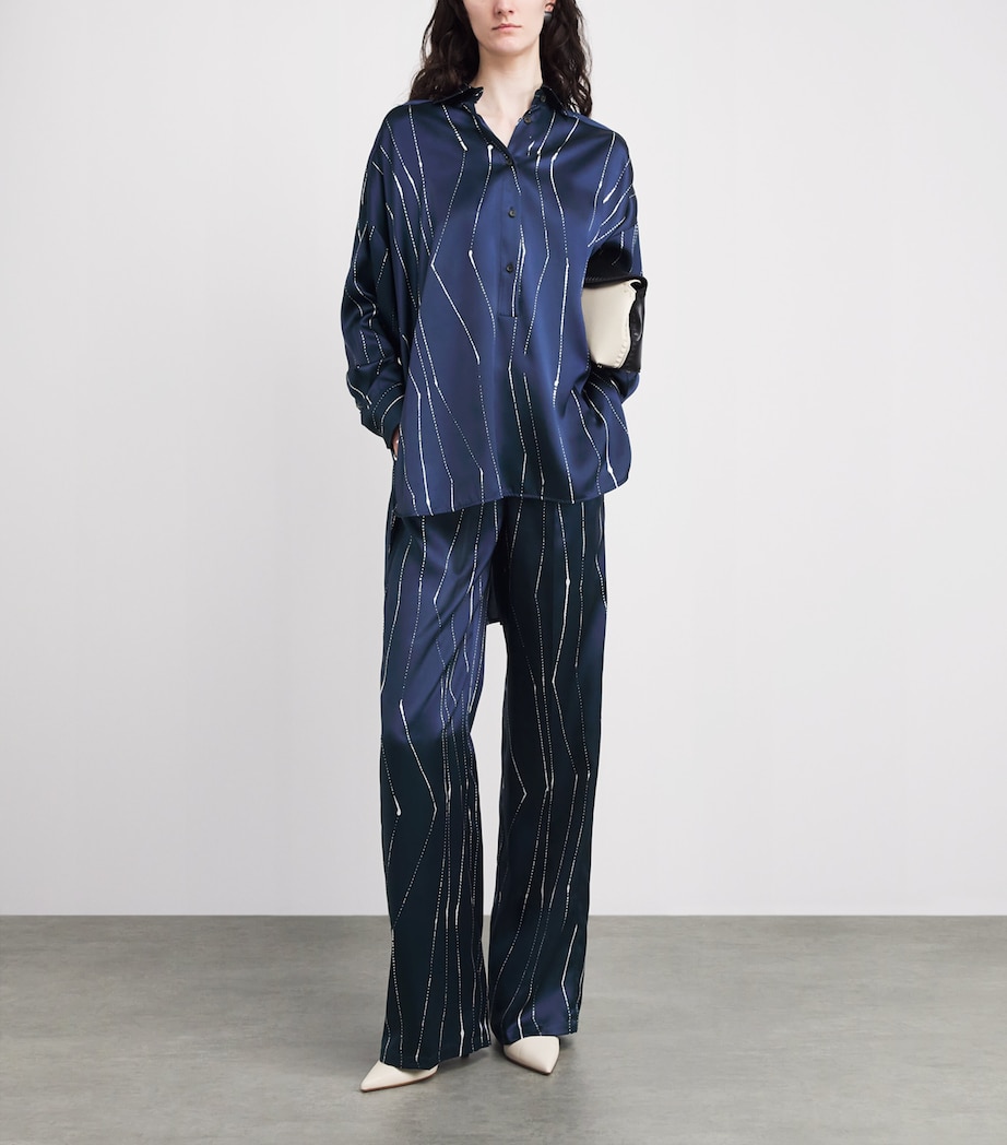 Kiton Womens Silk Printed Shirt Blue/white Image 2