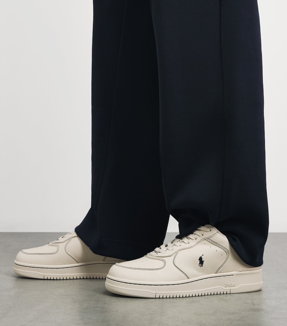 Polo Ralph Lauren Leather Masters Court Sneakers Ecru/navy Image 4