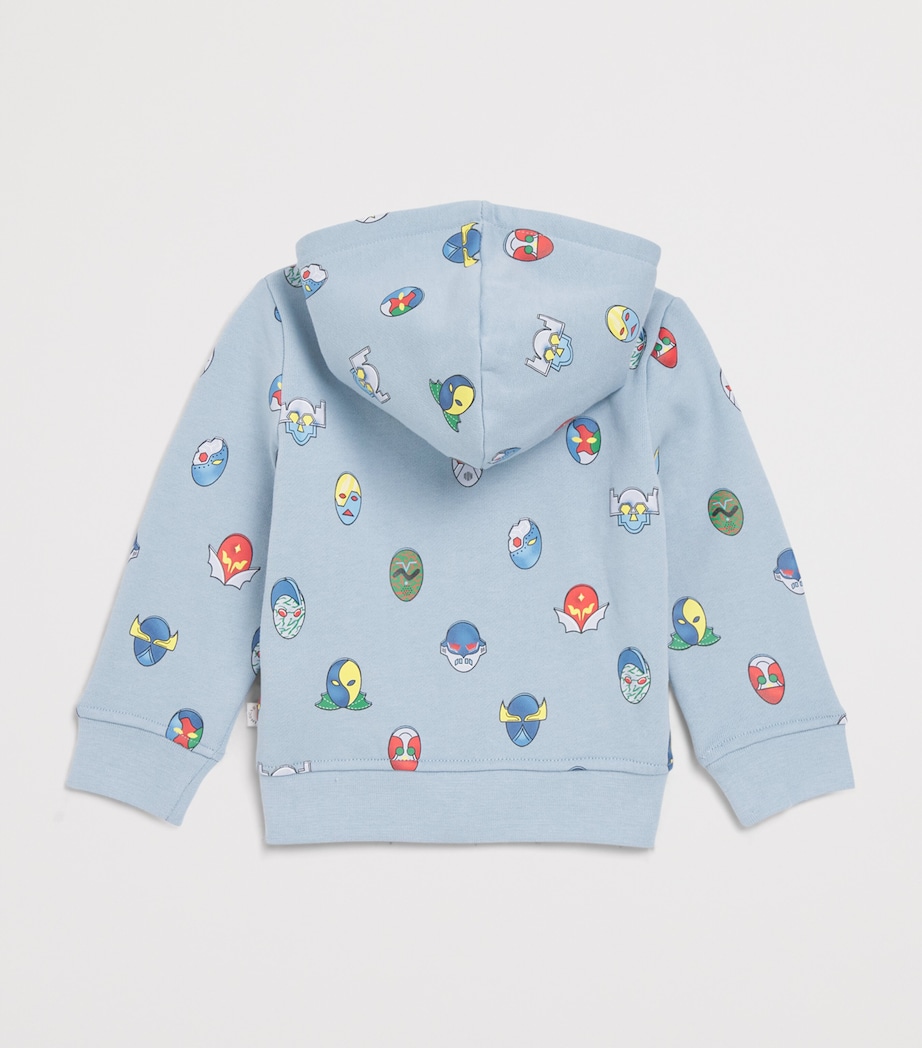 Stella McCartney Kids Cotton Superhero Hoodie (3-36 Months) Blu Nebbia/multi Image 2