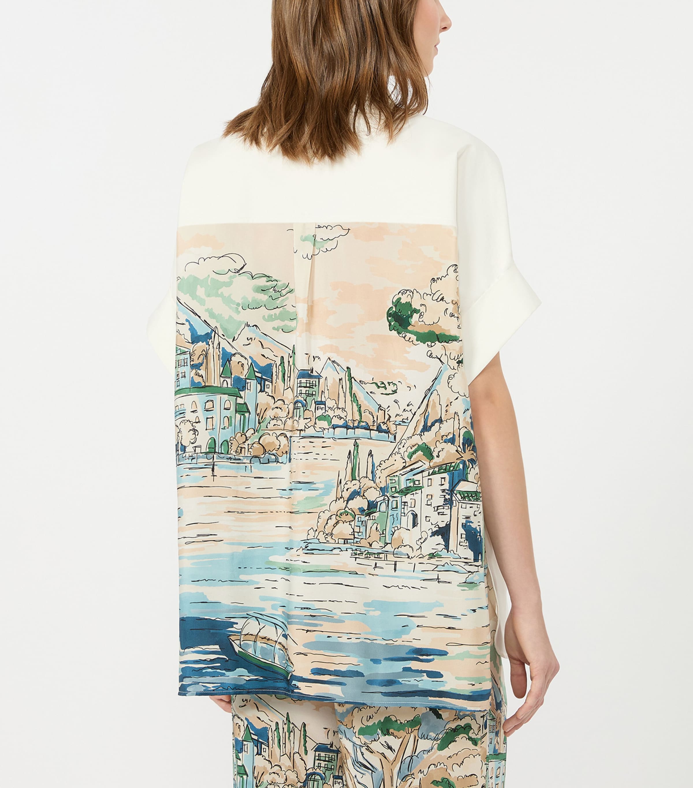Weekend Max Mara Womens Cotton-Silk Printed Shirt White Image 3