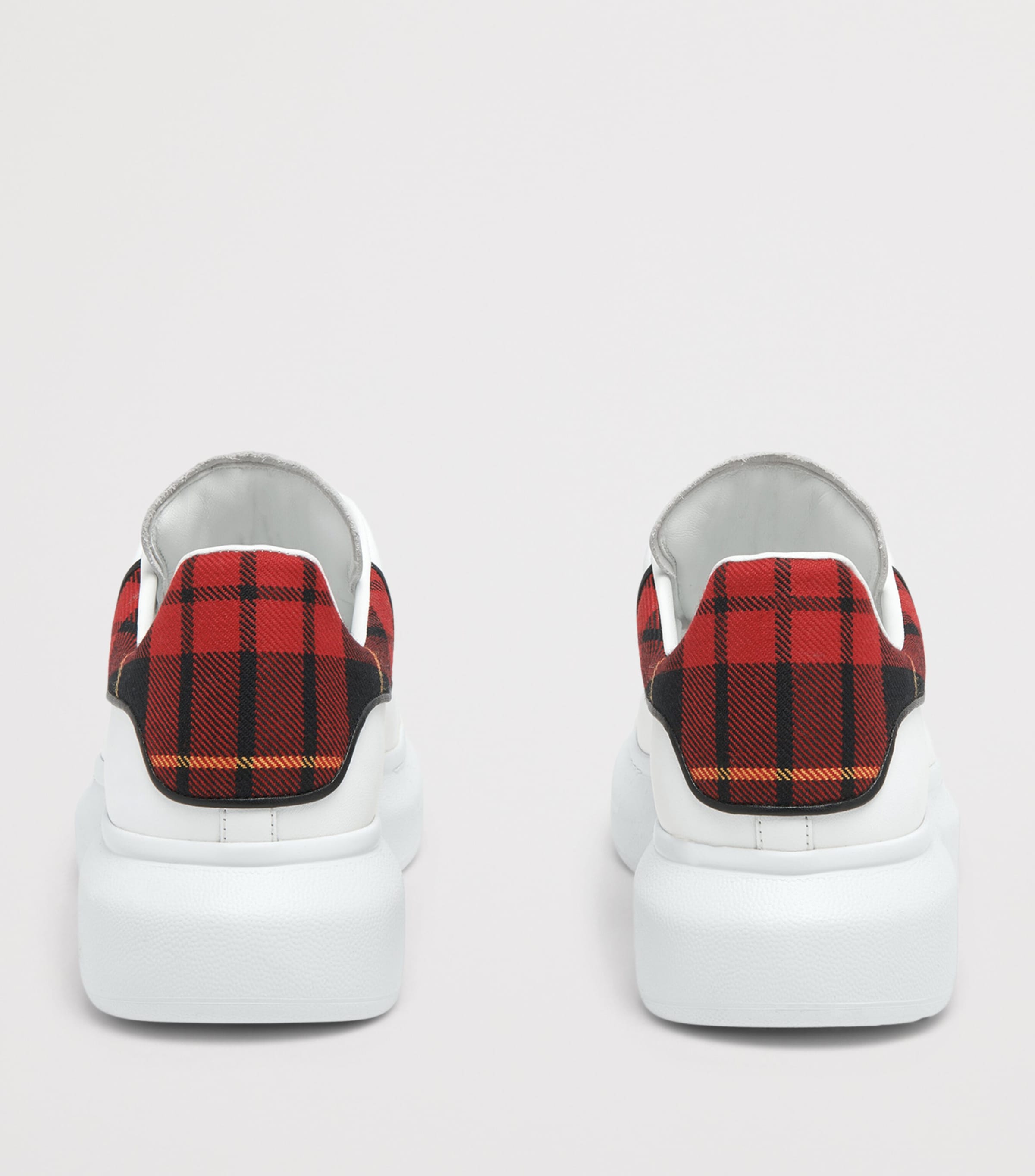 McQueen Leather Tartan-Trim Oversized Sneakers Image 4