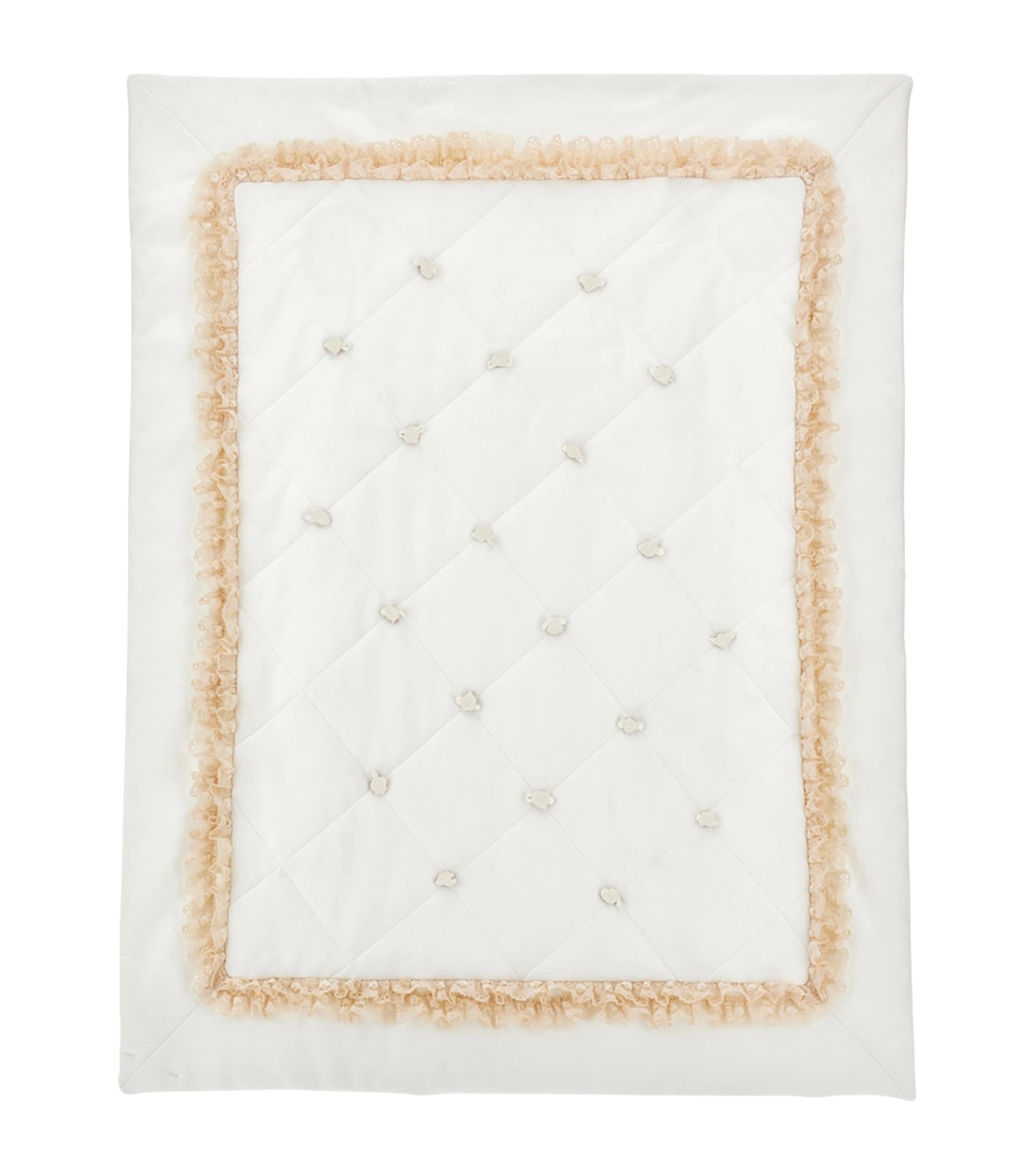 Monnalisa Cotton Rose Blanket In White
