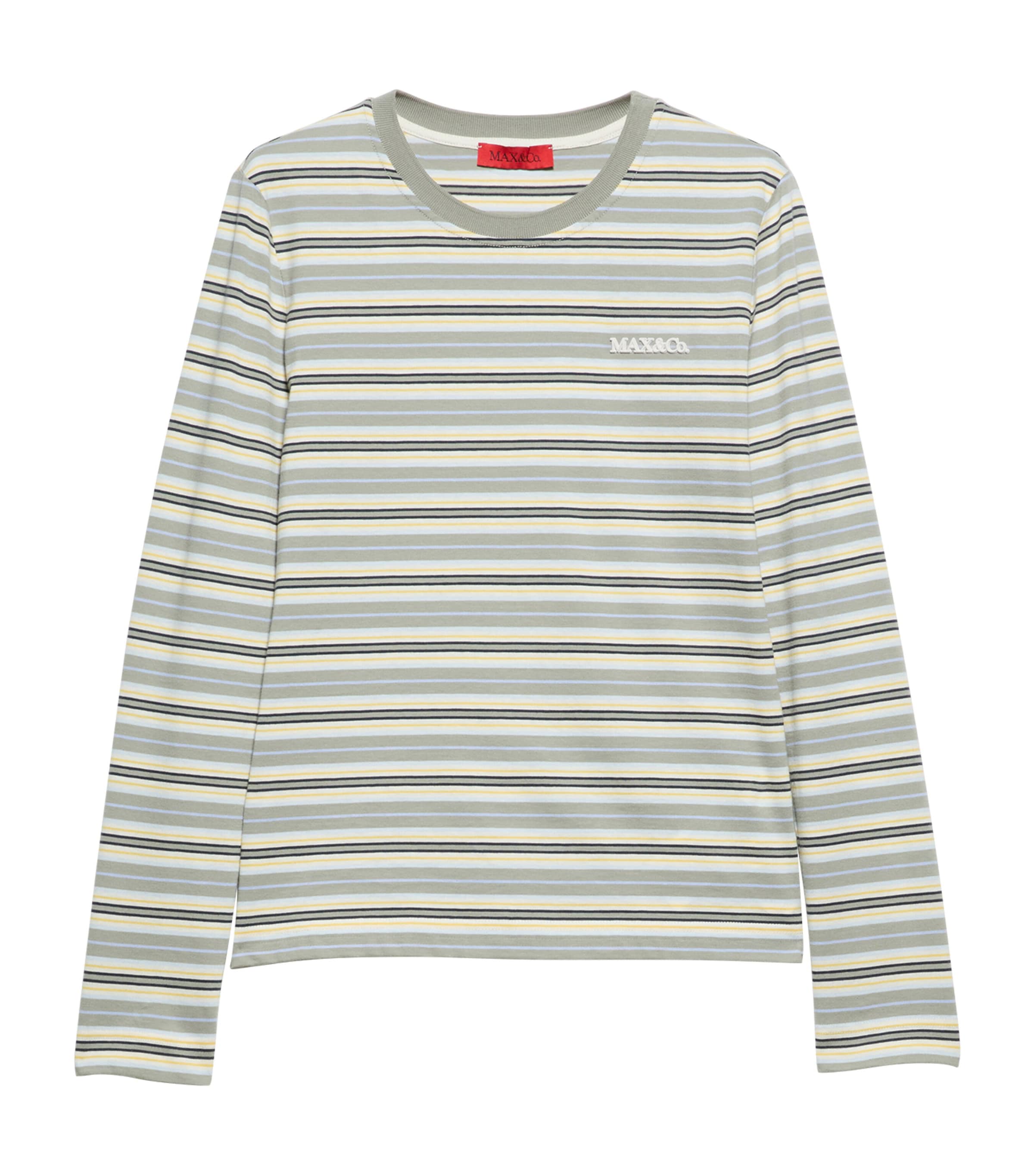 MAX&Co. Womens Cotton Stripe T-Shirt Sage Image 1