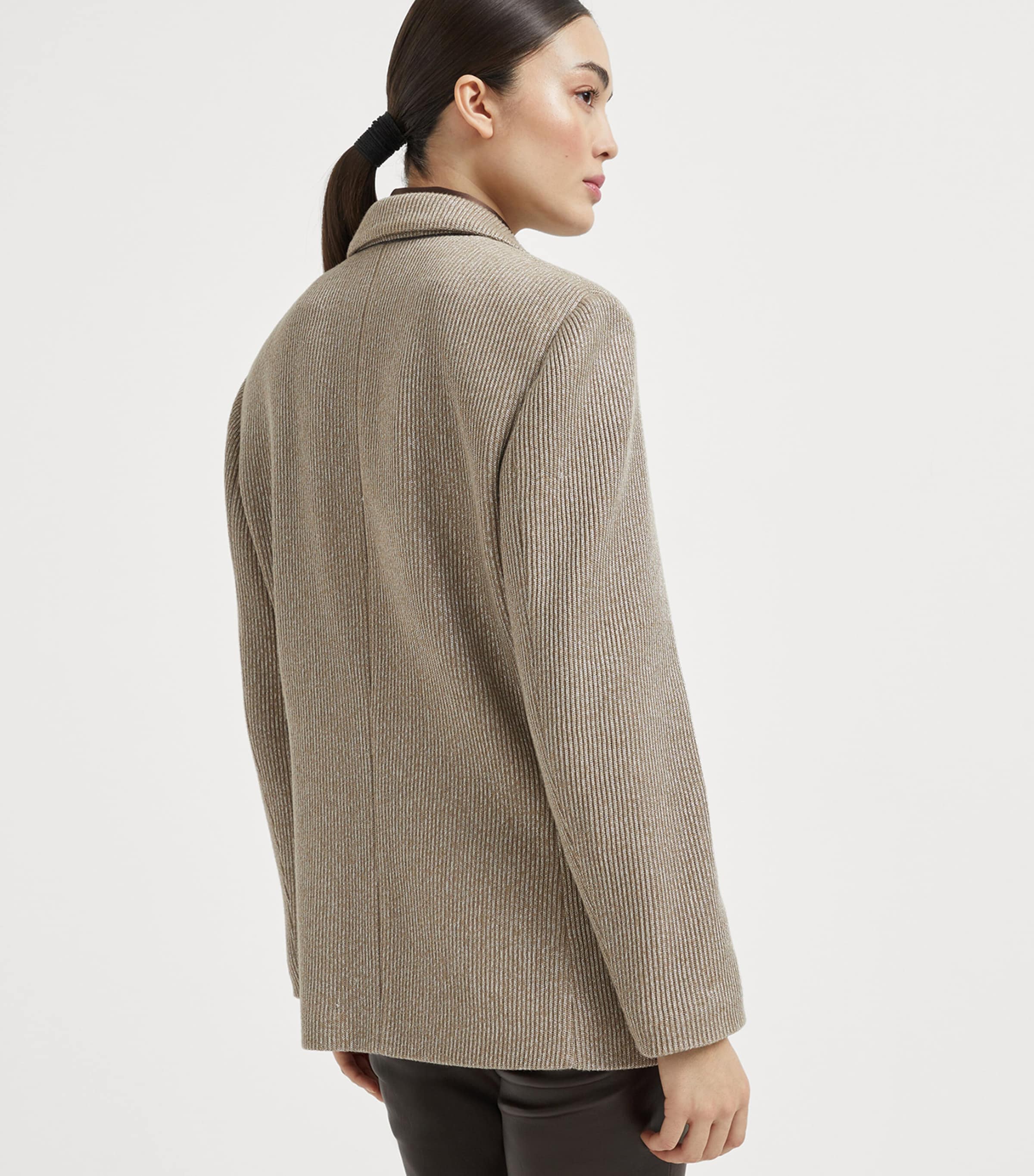 Brunello Cucinelli Womens Cotton-Blend Ribbed Blazer Image 3