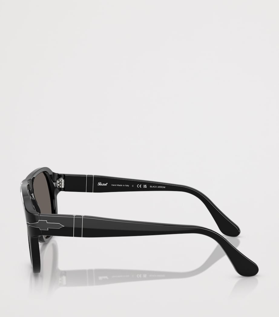Persol Acetate Jean Rectangle Sunglasses Black Image 3