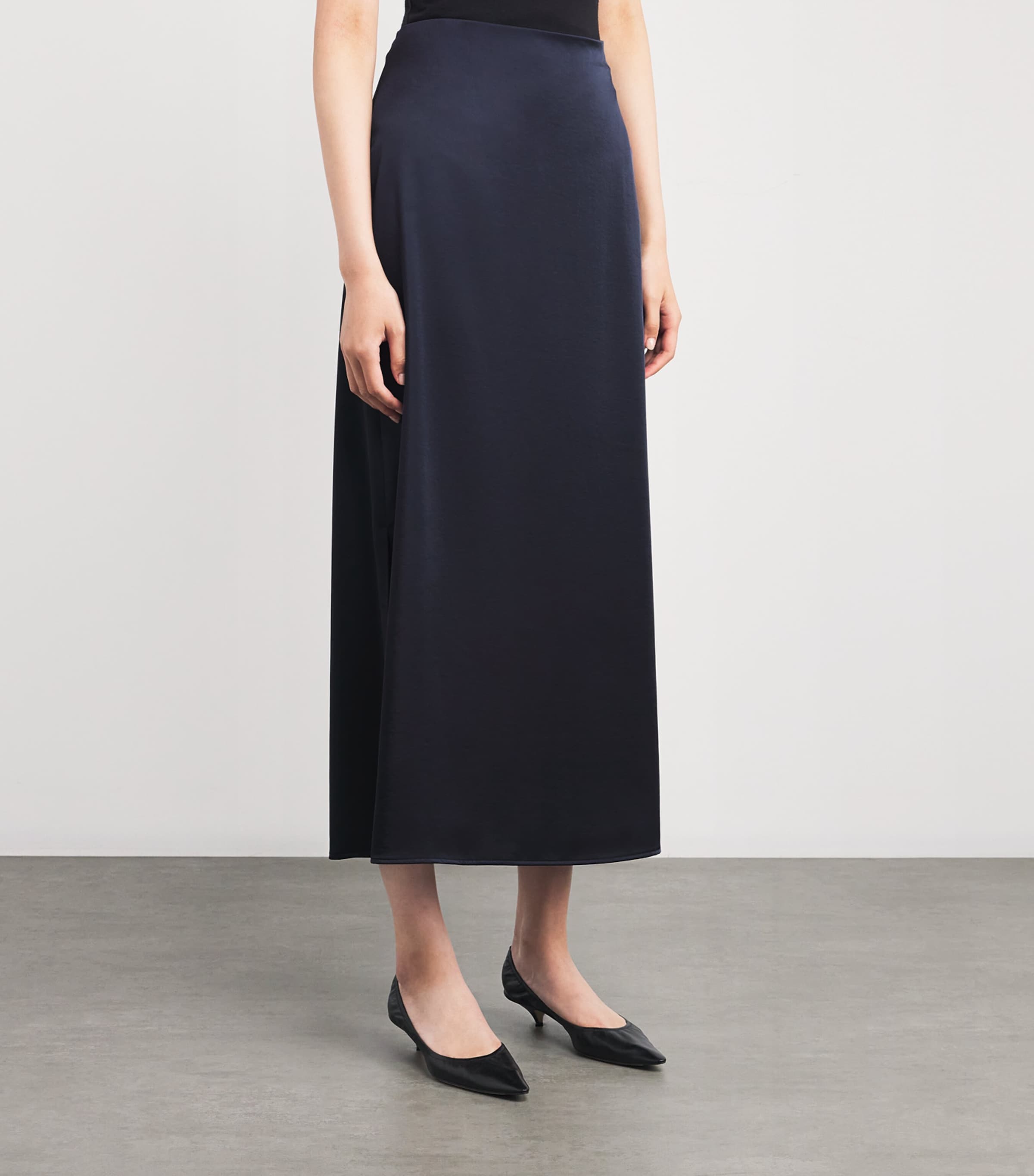 Satin Midi Skirt NAVY Image 2