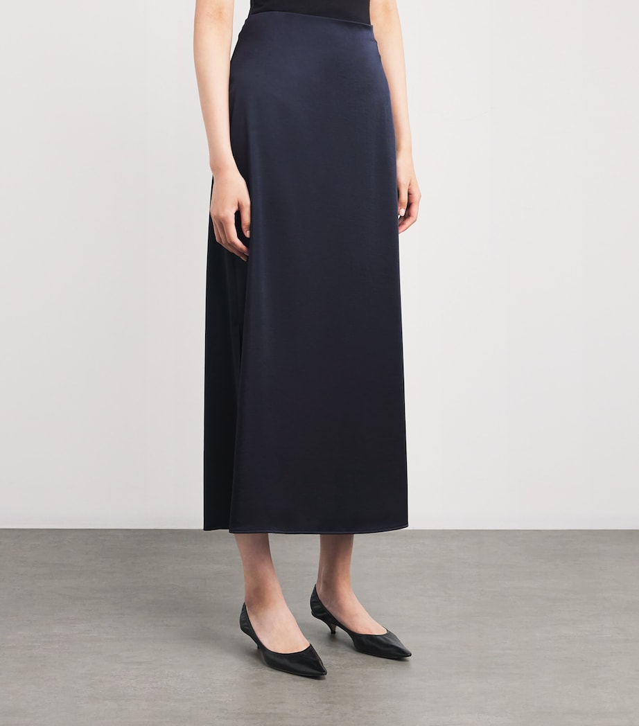 Satin Midi Skirt NAVY Image 2