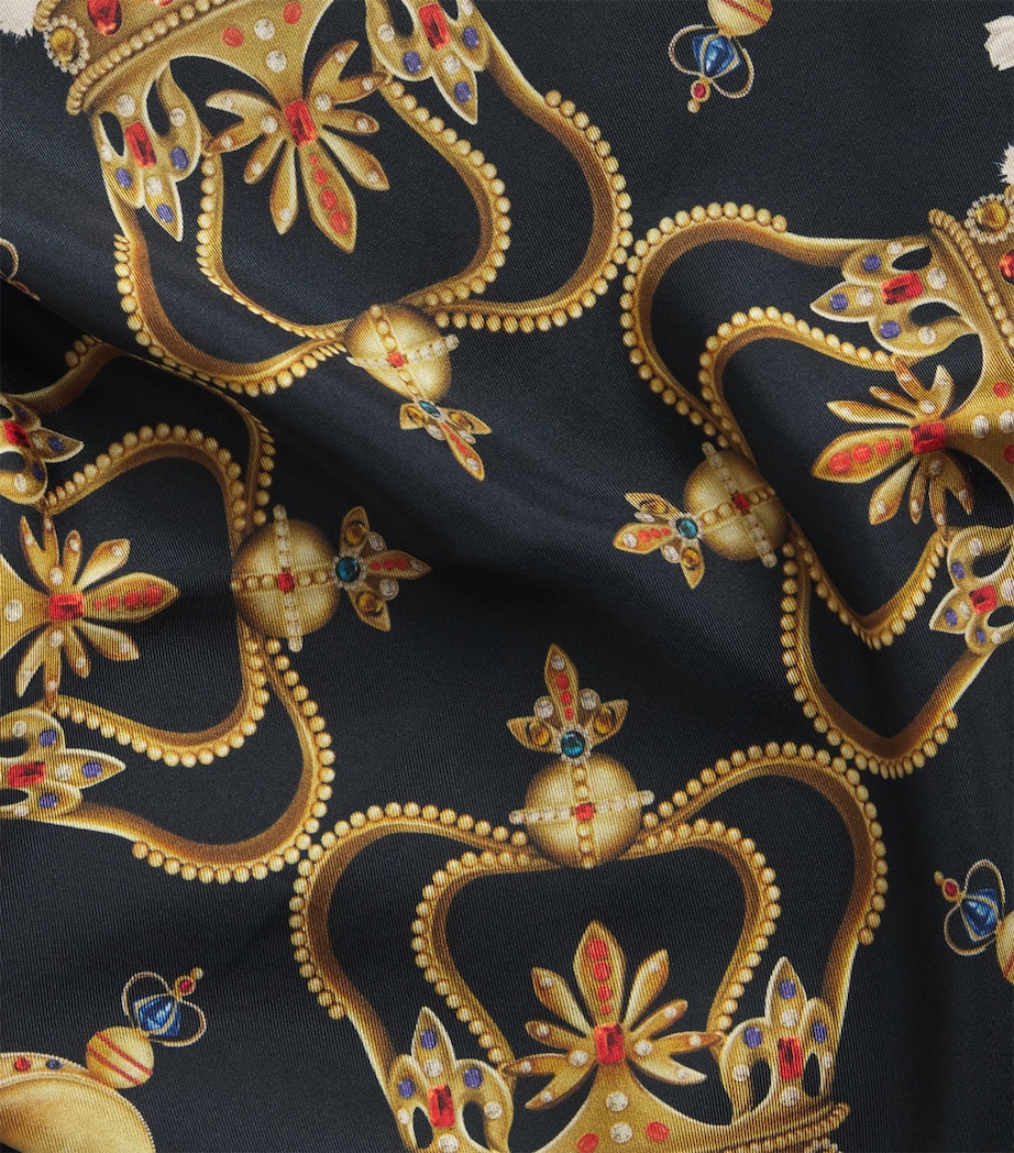 Silk Regal Print Square Scarf BLUE Image 6