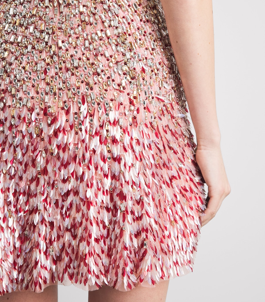 Jenny Packham Womens Embellished Nima Mini Dress Pink Pearl Image 5