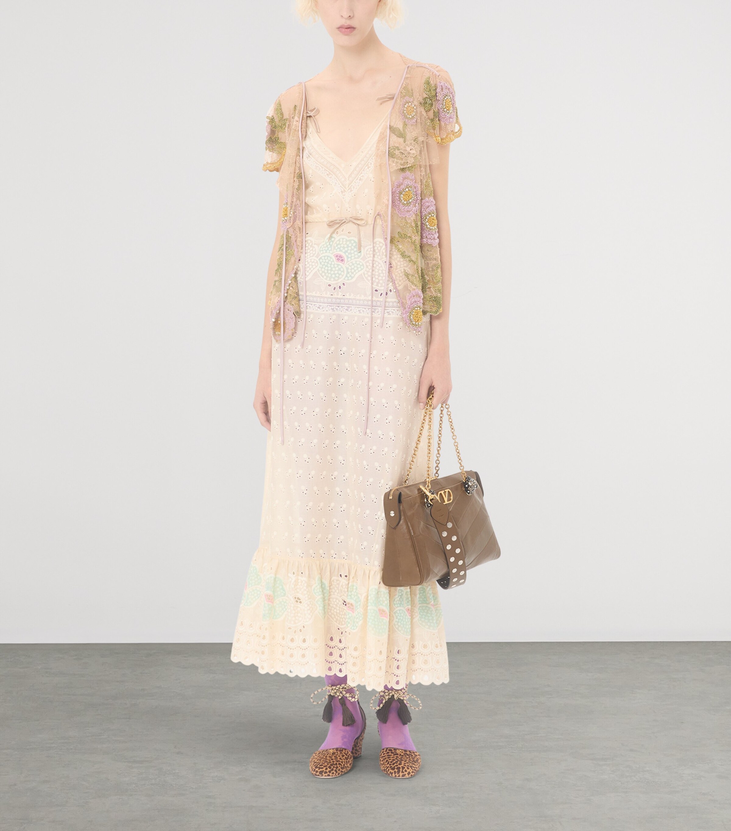 Valentino Womens Cotton Floral Midi Dress Image 5