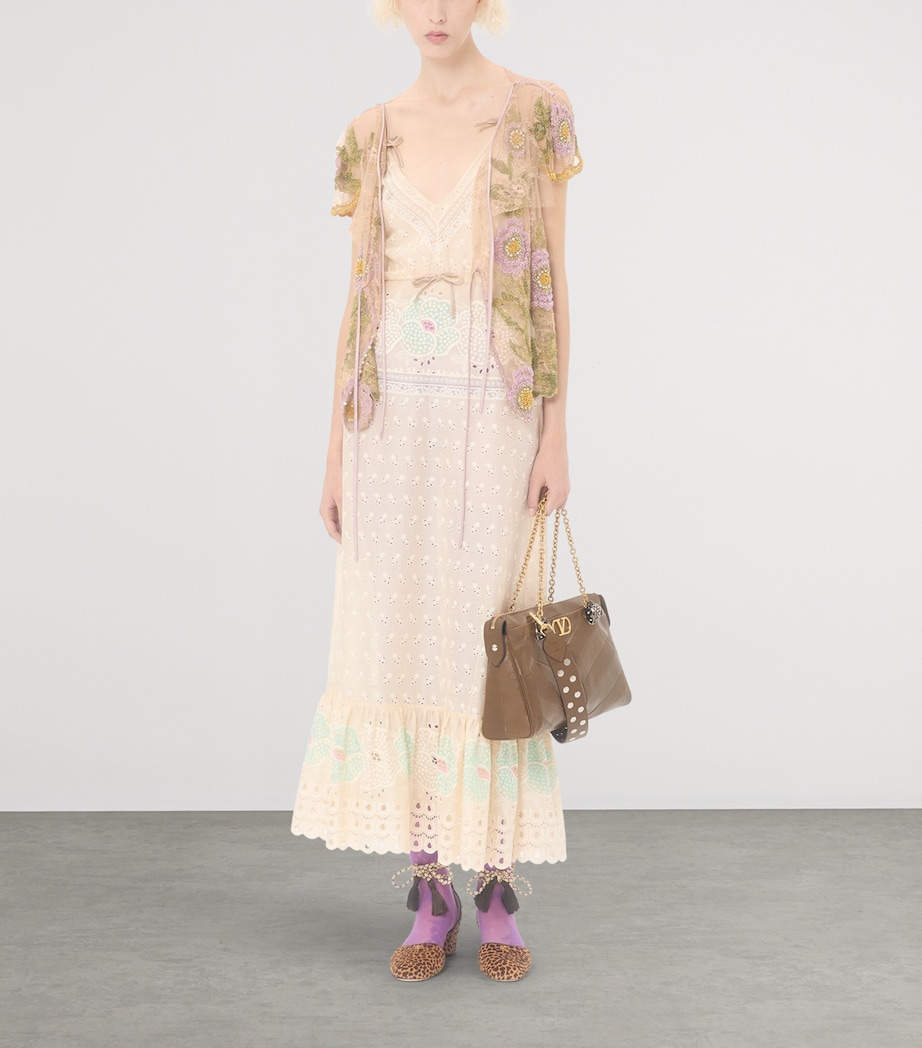 Valentino Womens Cotton Floral Midi Dress Image 5