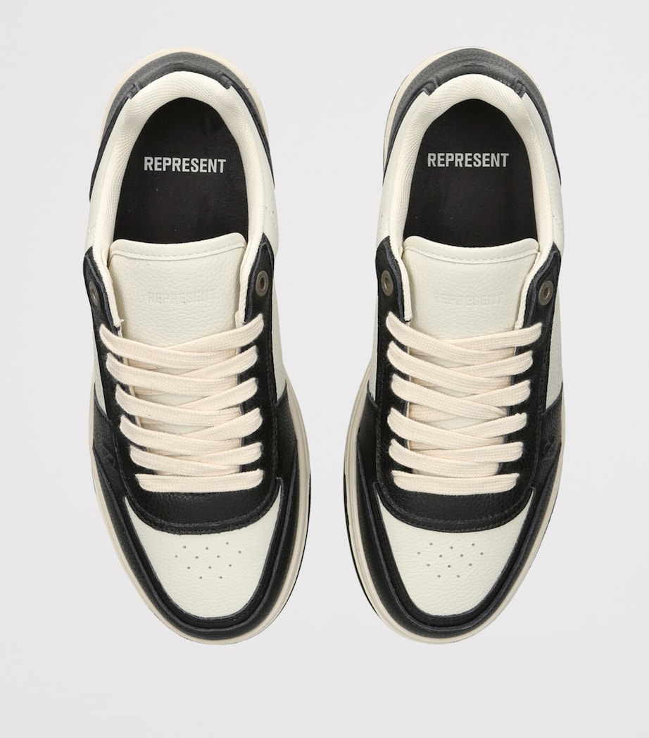 Tumbled Leather Initial Sneakers BLK/WHITE Image 4