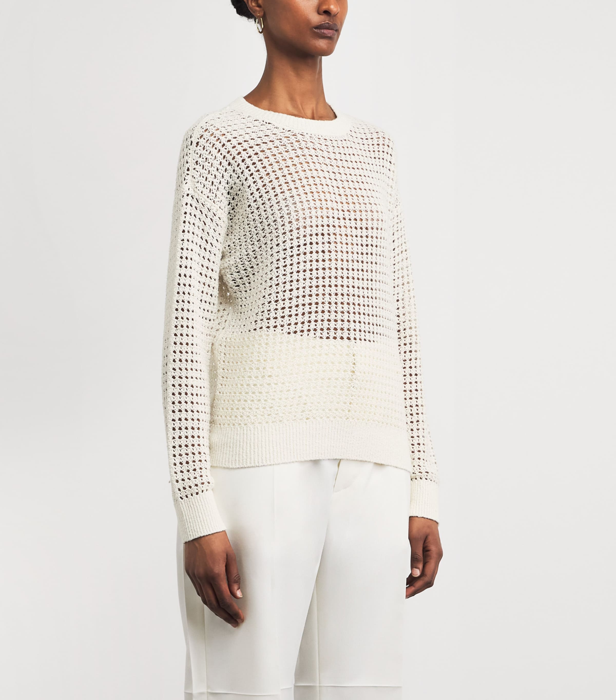 Eleventy Womens Silk Open-Knit Sweater Avorio Image 4