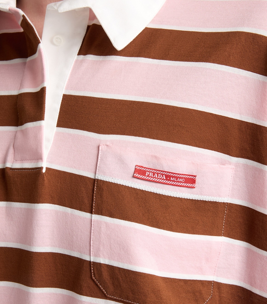 Prada Womens Cotton Stripe Lisle Polo Shirt Image 5